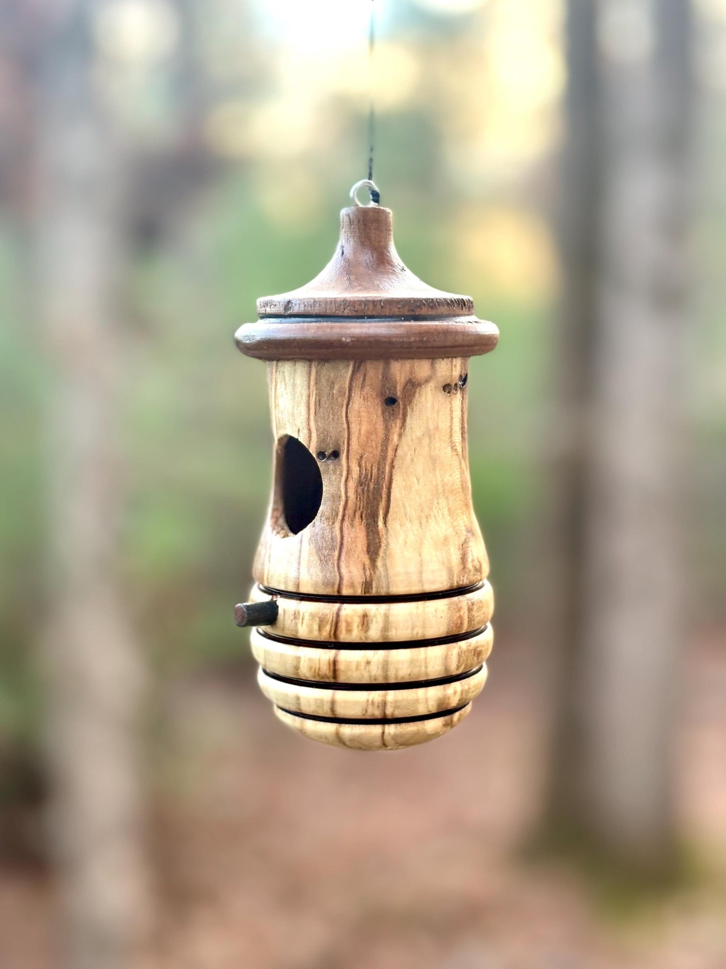 Ambrosia Maple OOAK Hummingbird House Natural, one of a kind, Ready to Ship, Christmas Gift for bird lovers, Birdhouse for outdoors