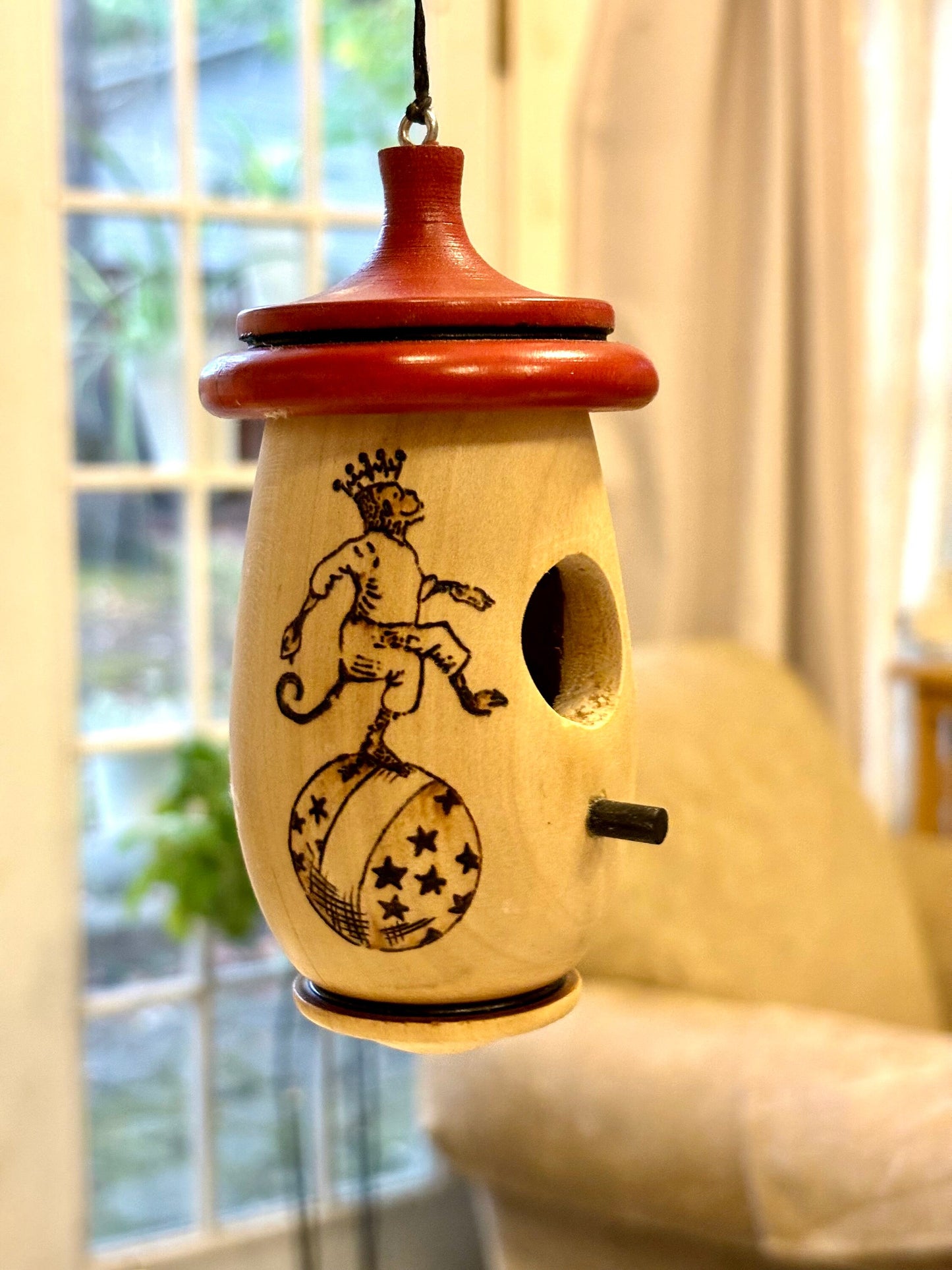Hummingbird House, Circus Monkey Art, Handmade Wooden Birdhouse for Indoor/Outdoor Use, Bird Lovers Gift, Christmas Gift for Friend