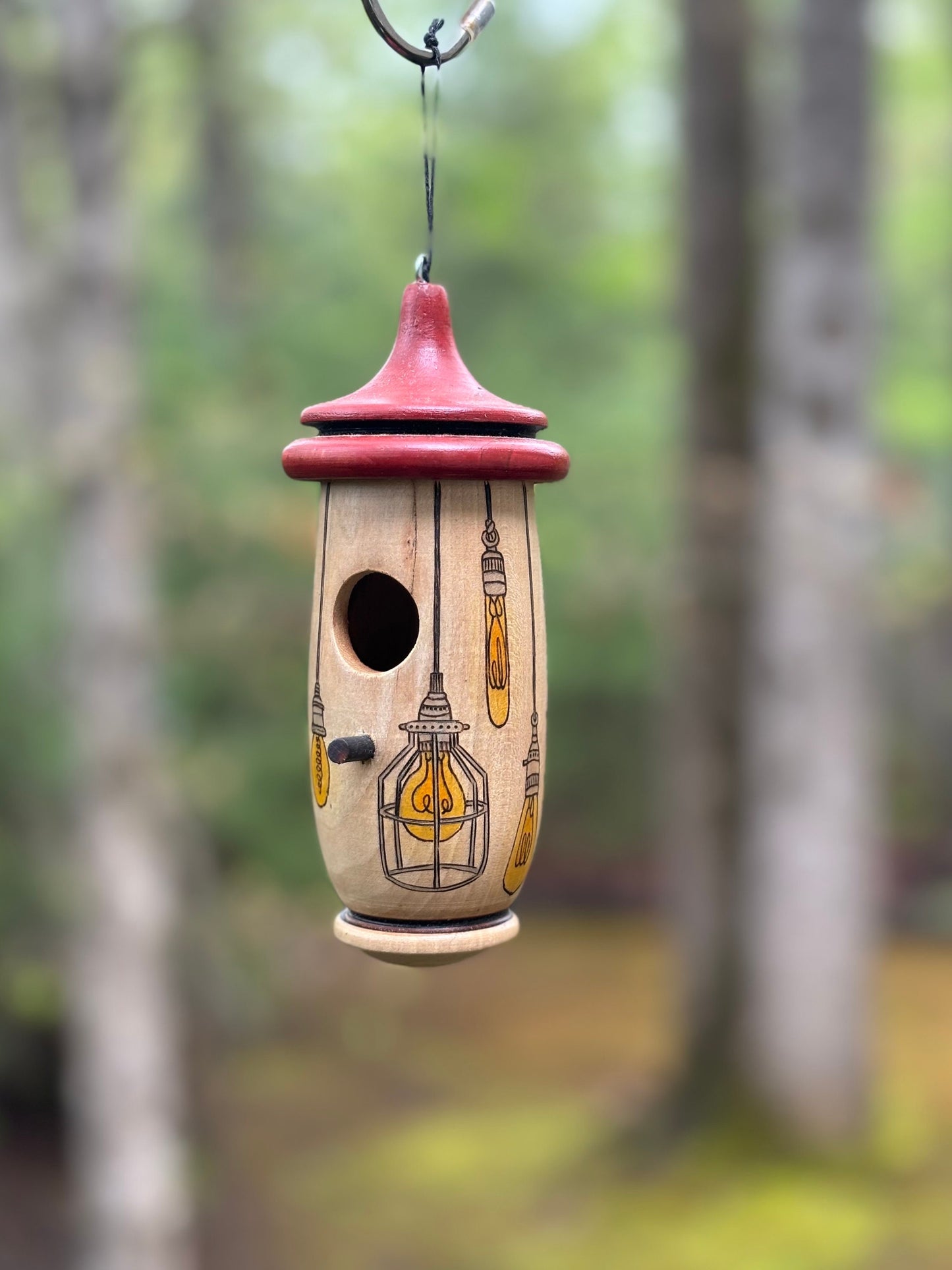 Hummingbird House, Handmade Indoor/Outdoor Garden Art, Lighbulb Design, Gift Idea for Someone Who has Everything