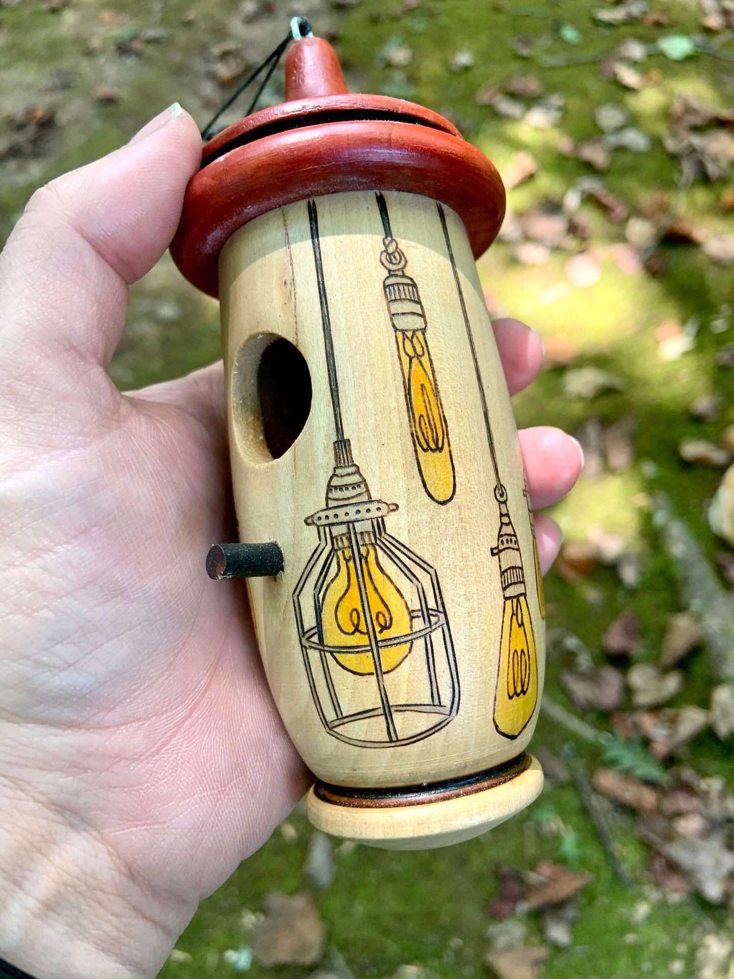 Hummingbird House, Lightbulb Art, Handmade Wooden Birdhouse for Indoor/Outdoor Use, Bird Lovers Gift, Christmas Gift for Mom and Grandma