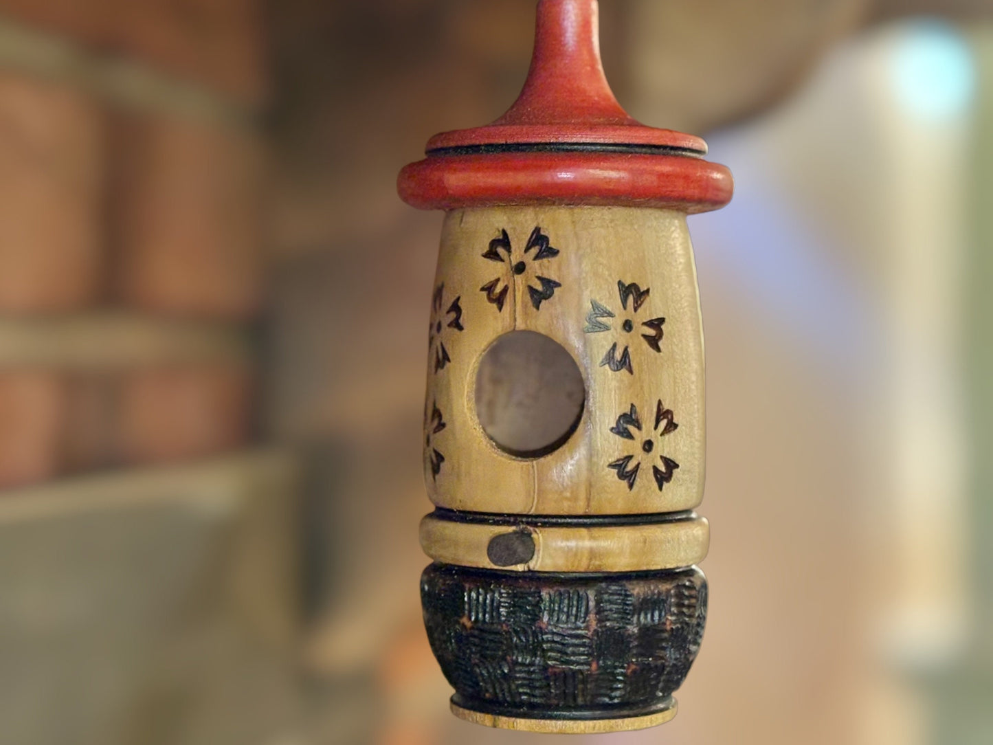 Hummingbird House, Flower Art, Handmade Wooden Birdhouse for Indoor/Outdoor Use, Bird Lovers Gift, Christmas Gift for Men