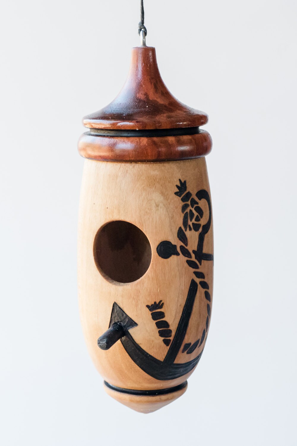 Hummingbird House, Anchor Nautical Art, Handmade Wooden Birdhouse for Indoor/Outdoor Use, Bird Lovers Gift, Christmas Gift for Sailors