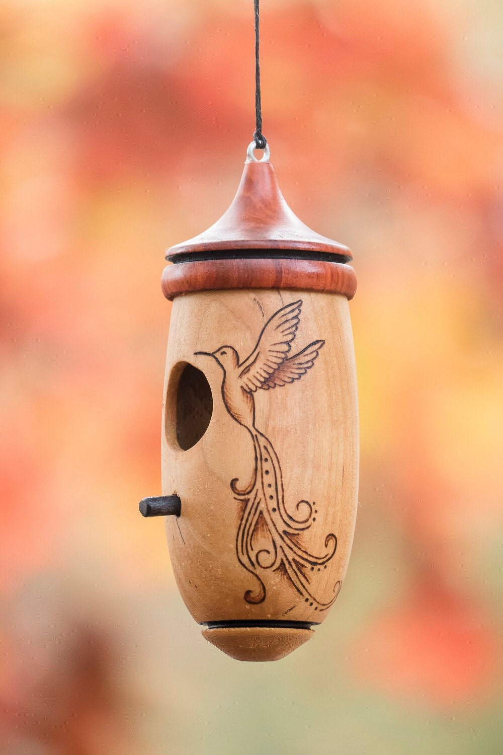 Hummingbird House, Handmade Wooden Birdhouse for Indoor/Outdoor Use, Ambrosia Maple Artisan Bird Lovers Gift, Christmas Gift for Everyone