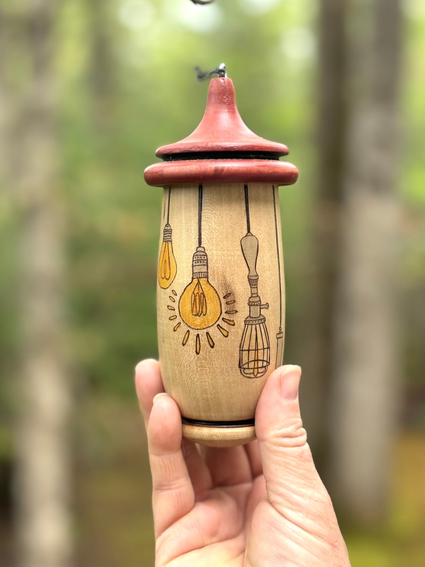 Hummingbird House, Handmade Indoor/Outdoor Garden Art, Lighbulb Design, Gift Idea for Someone Who has Everything