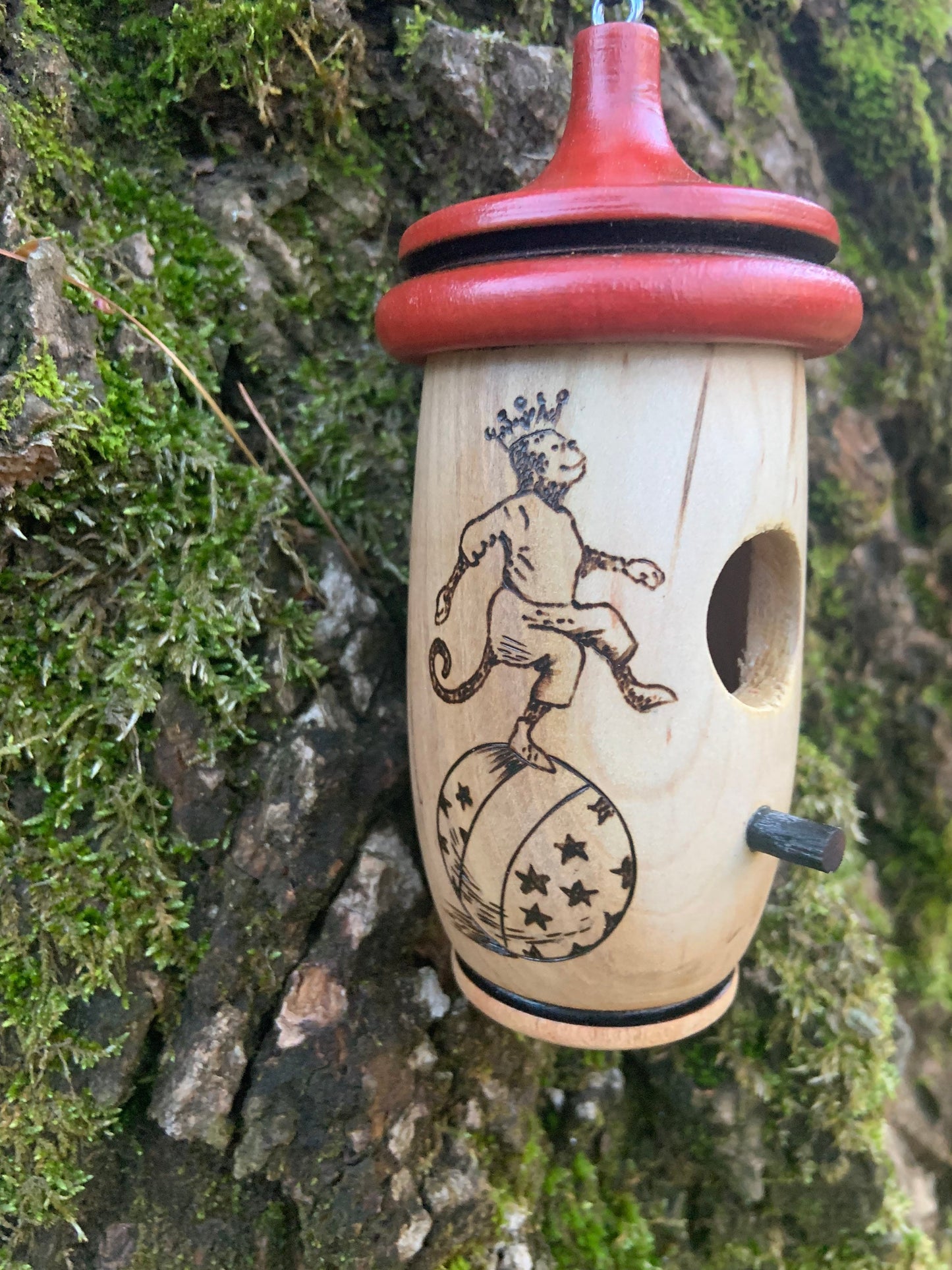 Hummingbird House, Circus Monkey Art, Handmade Wooden Birdhouse for Indoor/Outdoor Use, Bird Lovers Gift, Christmas Gift for Friend