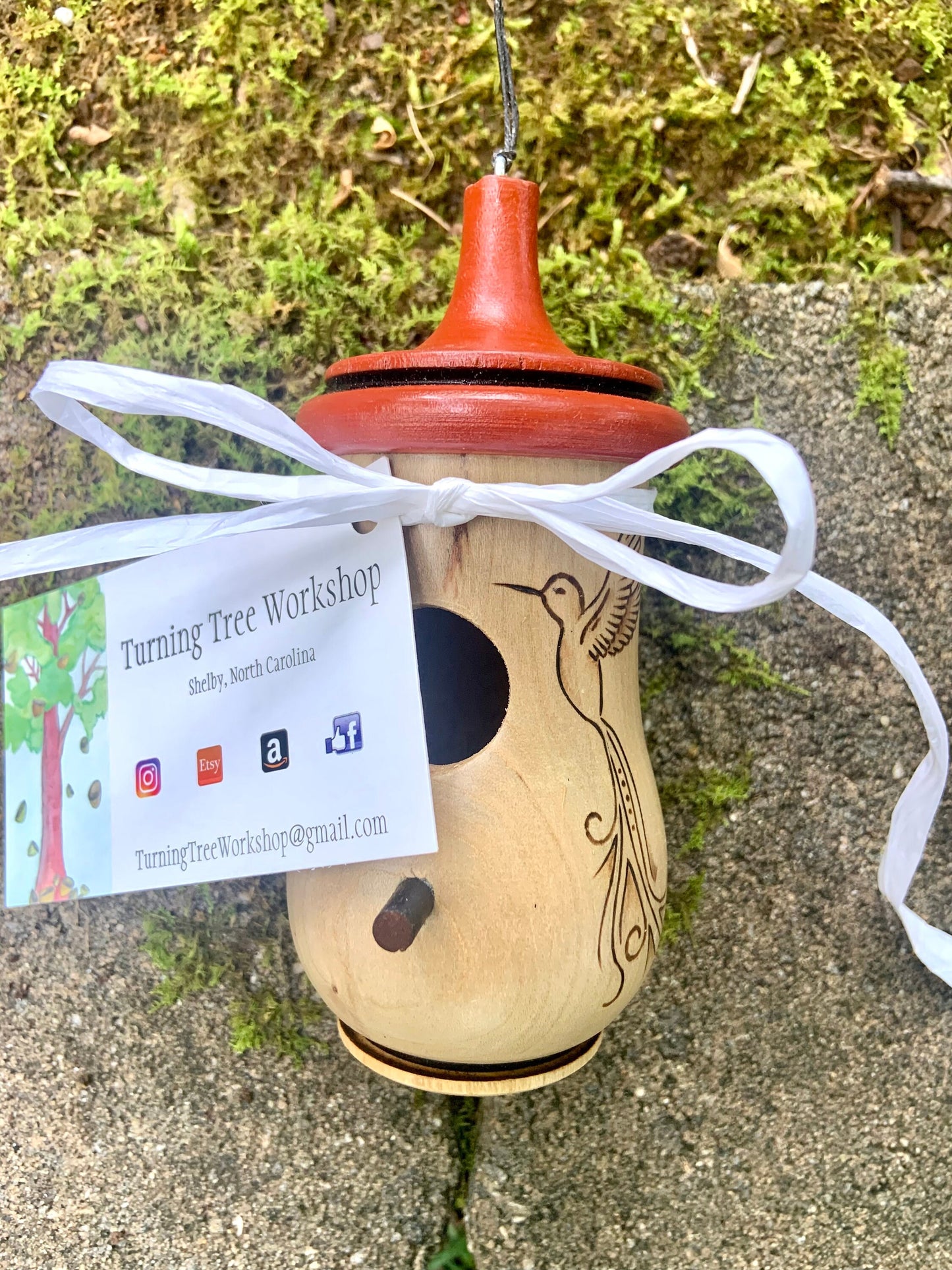 Hummingbird House, Handmade Wooden Birdhouse for Indoor/Outdoor Use, Ambrosia Maple Artisan Bird Lovers Gift, Christmas Gift for Everyone