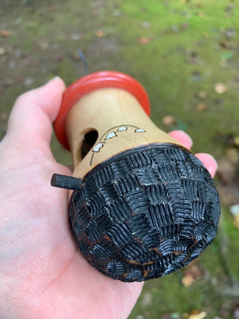 Handmade Cherry Wood Hummingbird House: Lily of the Valley Art