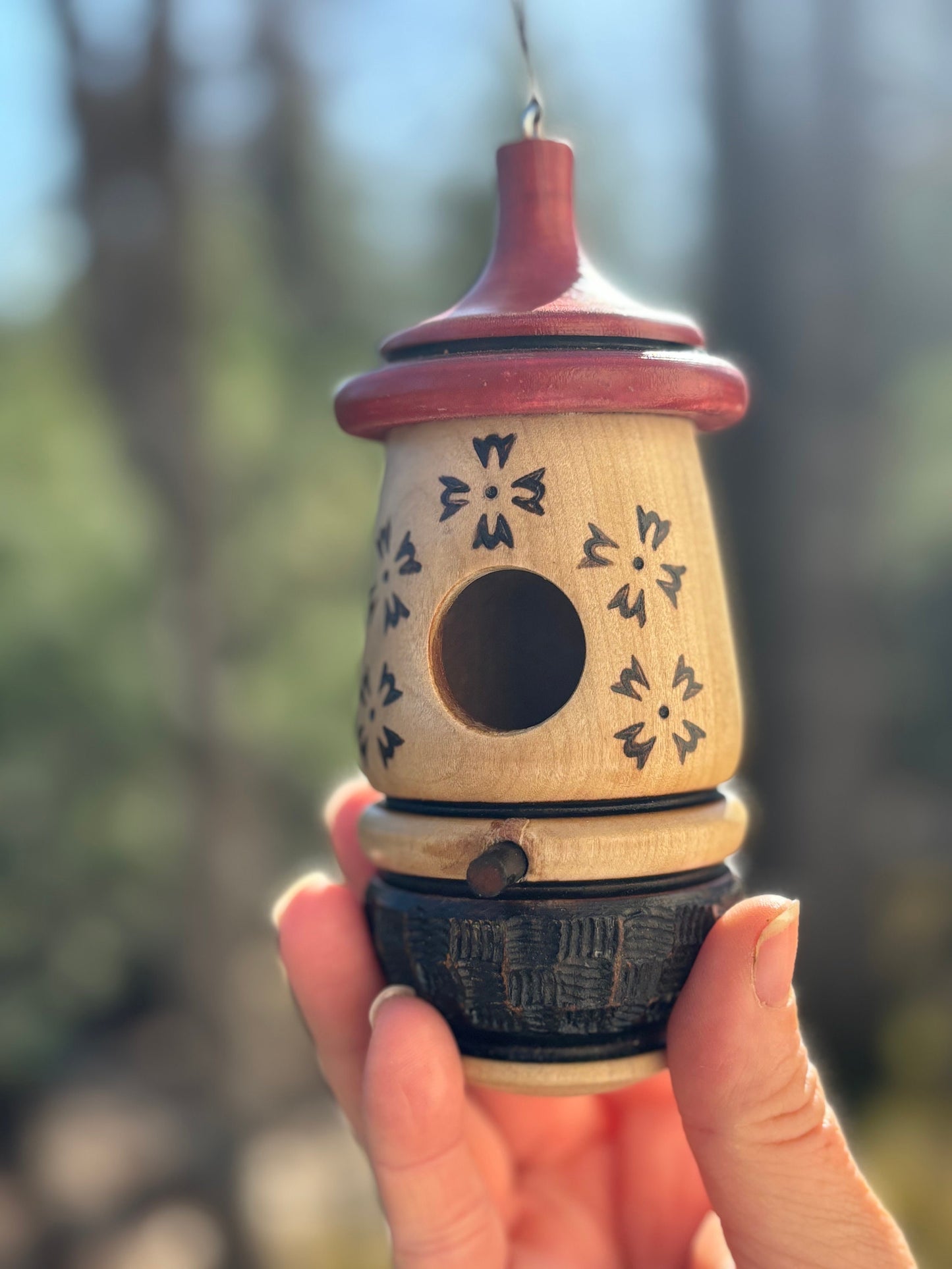 Hummingbird House, Flower Art, Handmade Wooden Birdhouse for Indoor/Outdoor Use, Bird Lovers Gift, Christmas Gift for Men