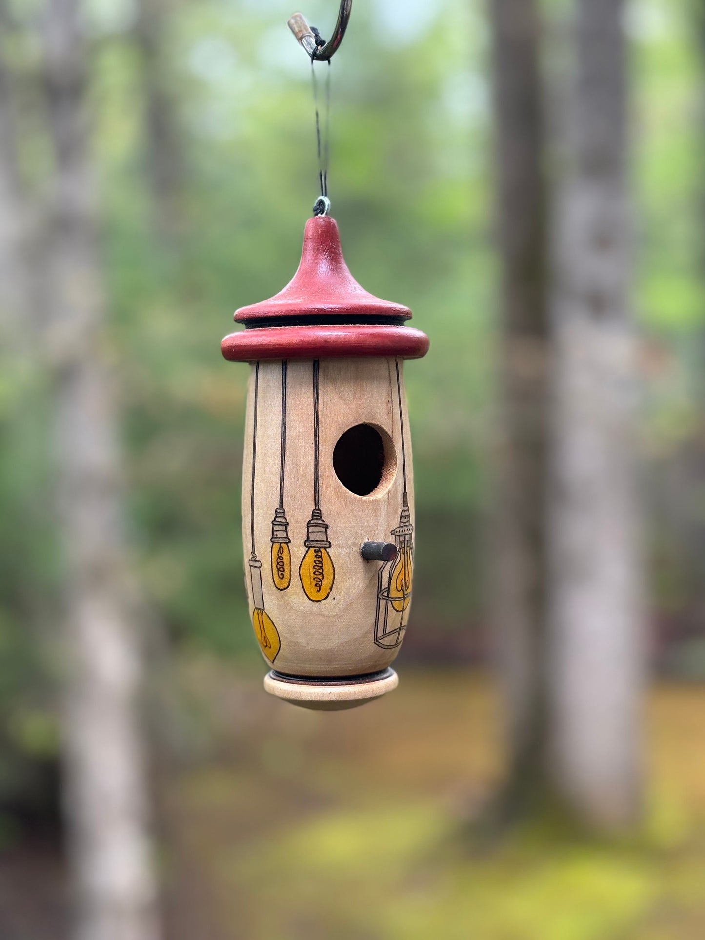 Hummingbird House, Handmade Indoor/Outdoor Garden Art, Lighbulb Design, Gift Idea for Someone Who has Everything