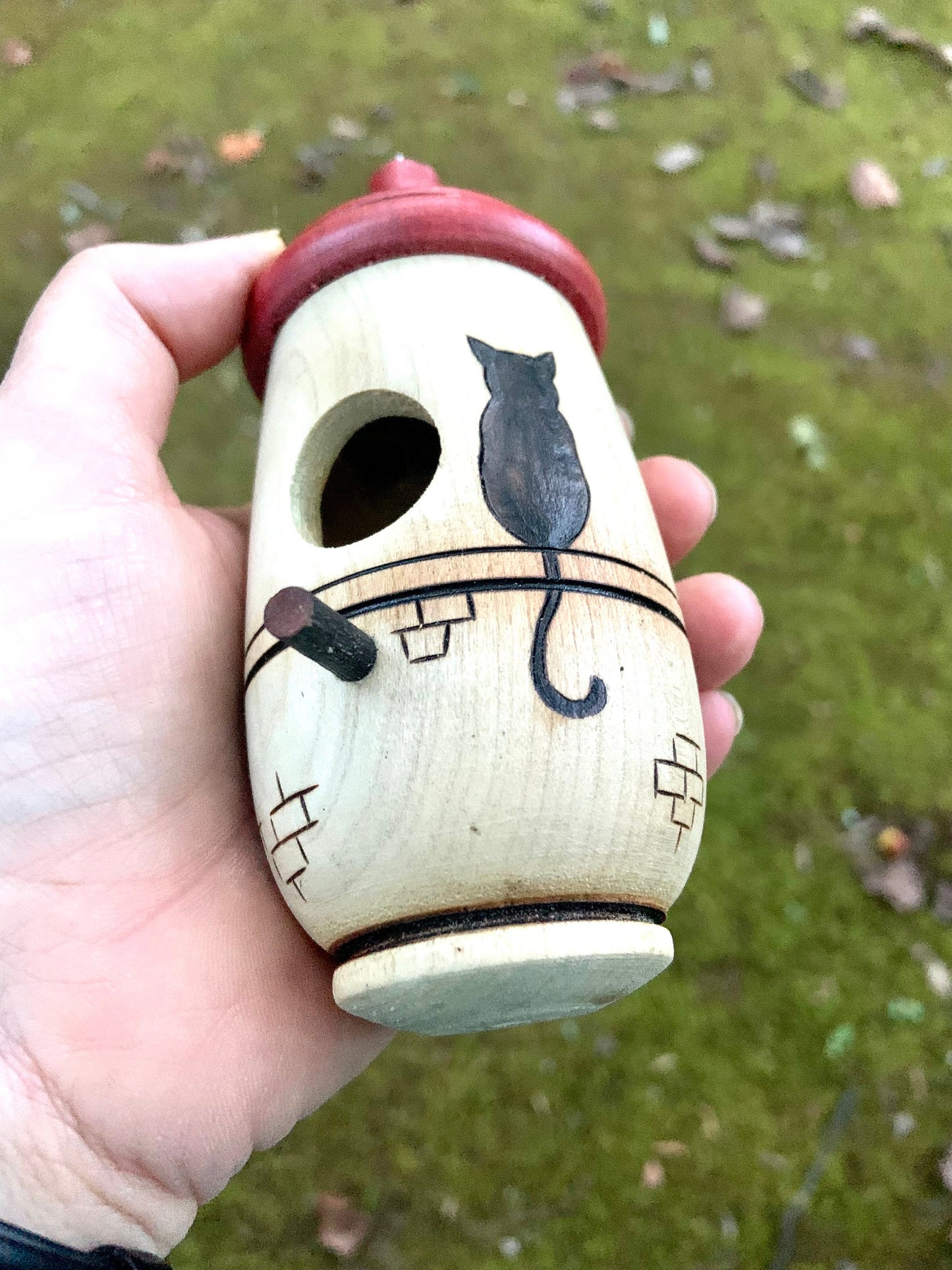 Hummingbird House, Le Cat, Handmade Wooden Birdhouse for Indoor/Outdoor Use, Cat Art, Bird Lovers Gift, Christmas Gift for Cat Lovers