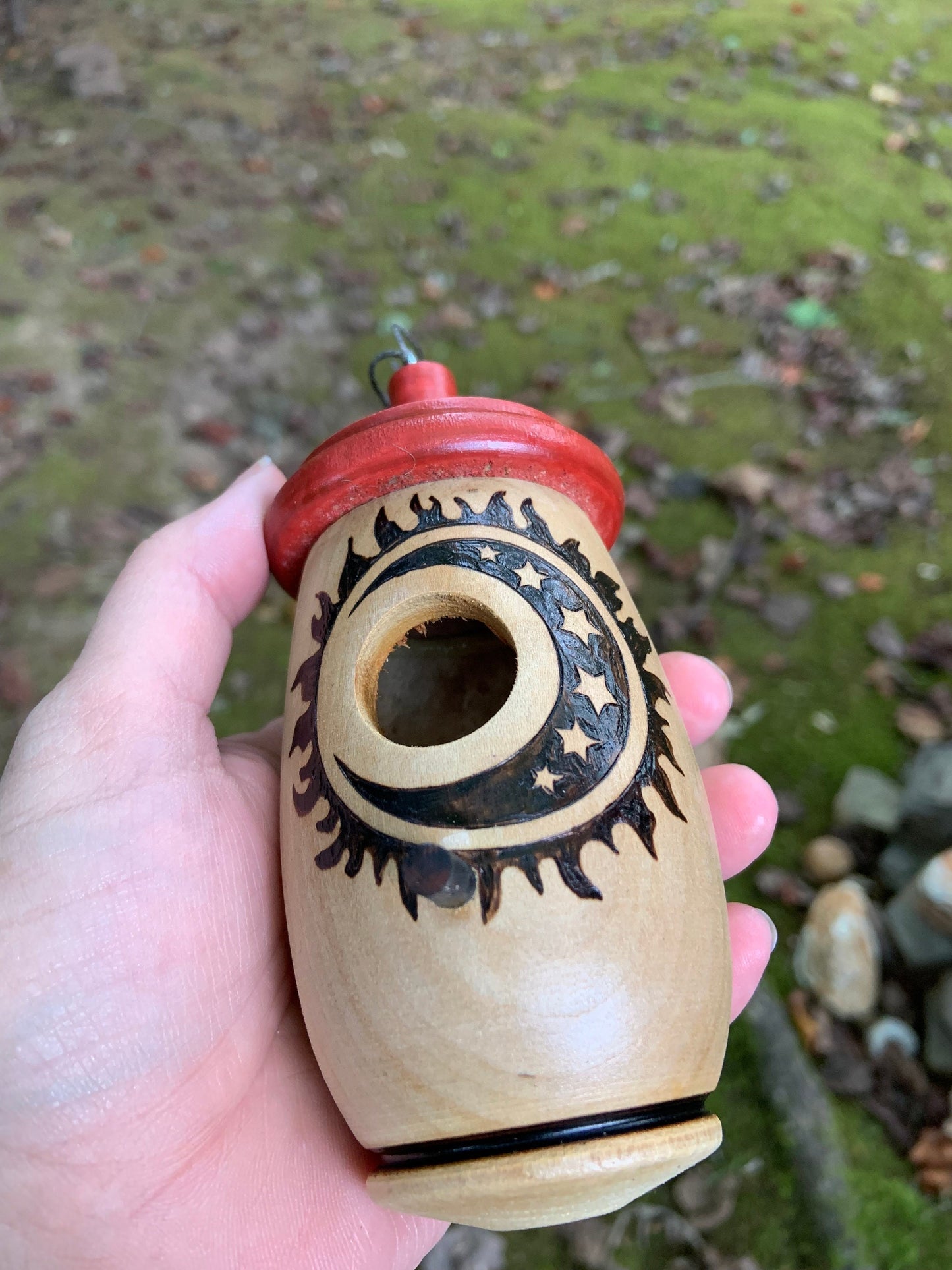Hummingbird House, Sun Moon Stars Art, Handmade Wooden Birdhouse for Indoor/Outdoor Use, Bird Lovers Gift, Christmas Gift for Celestial