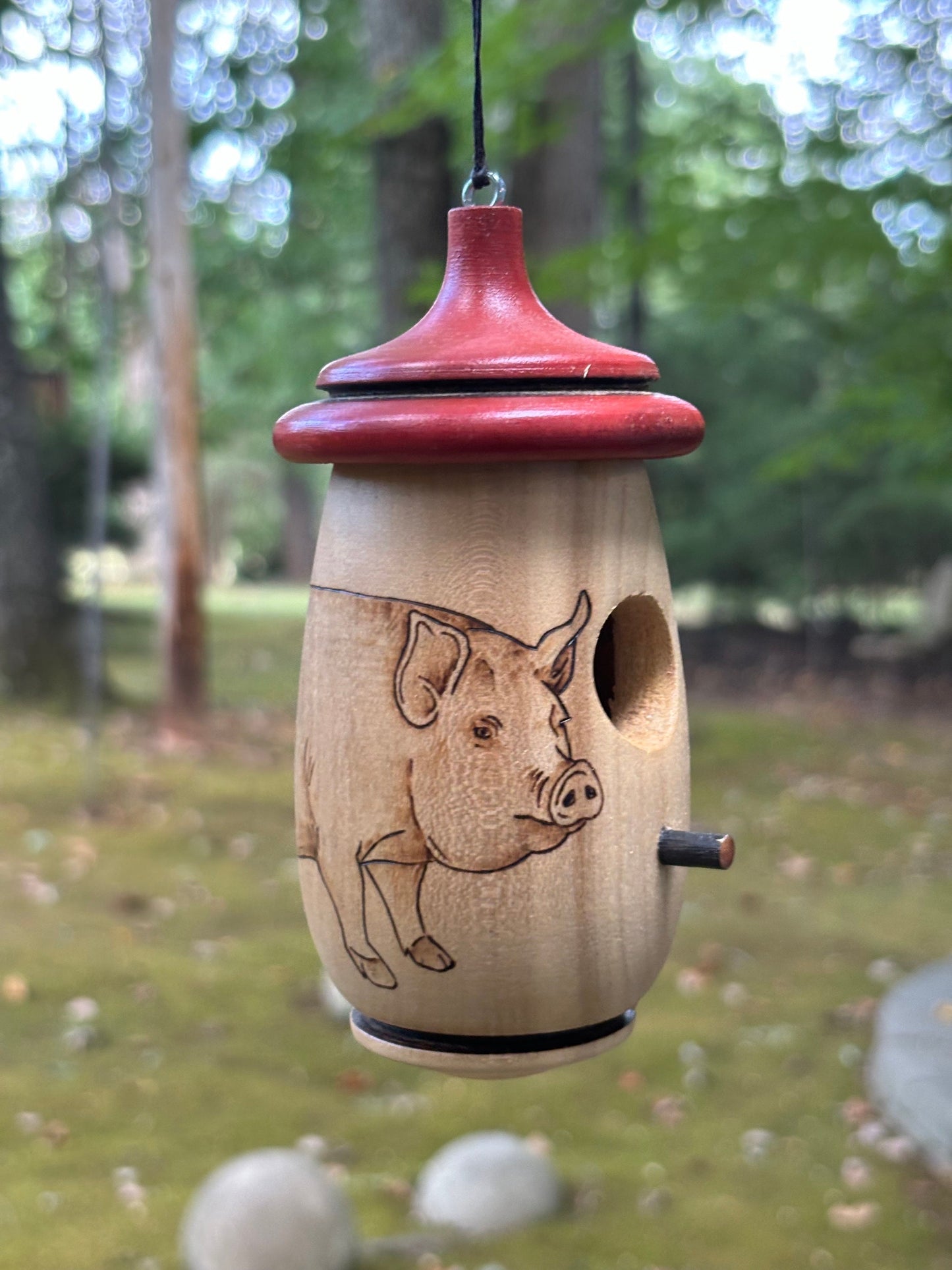 Hummingbird House, Pig Farmer Art, Handmade Wooden Birdhouse for Indoor/Outdoor Use, Bird Lovers Gift, Christmas Gift for Pig Lovers, Farmer