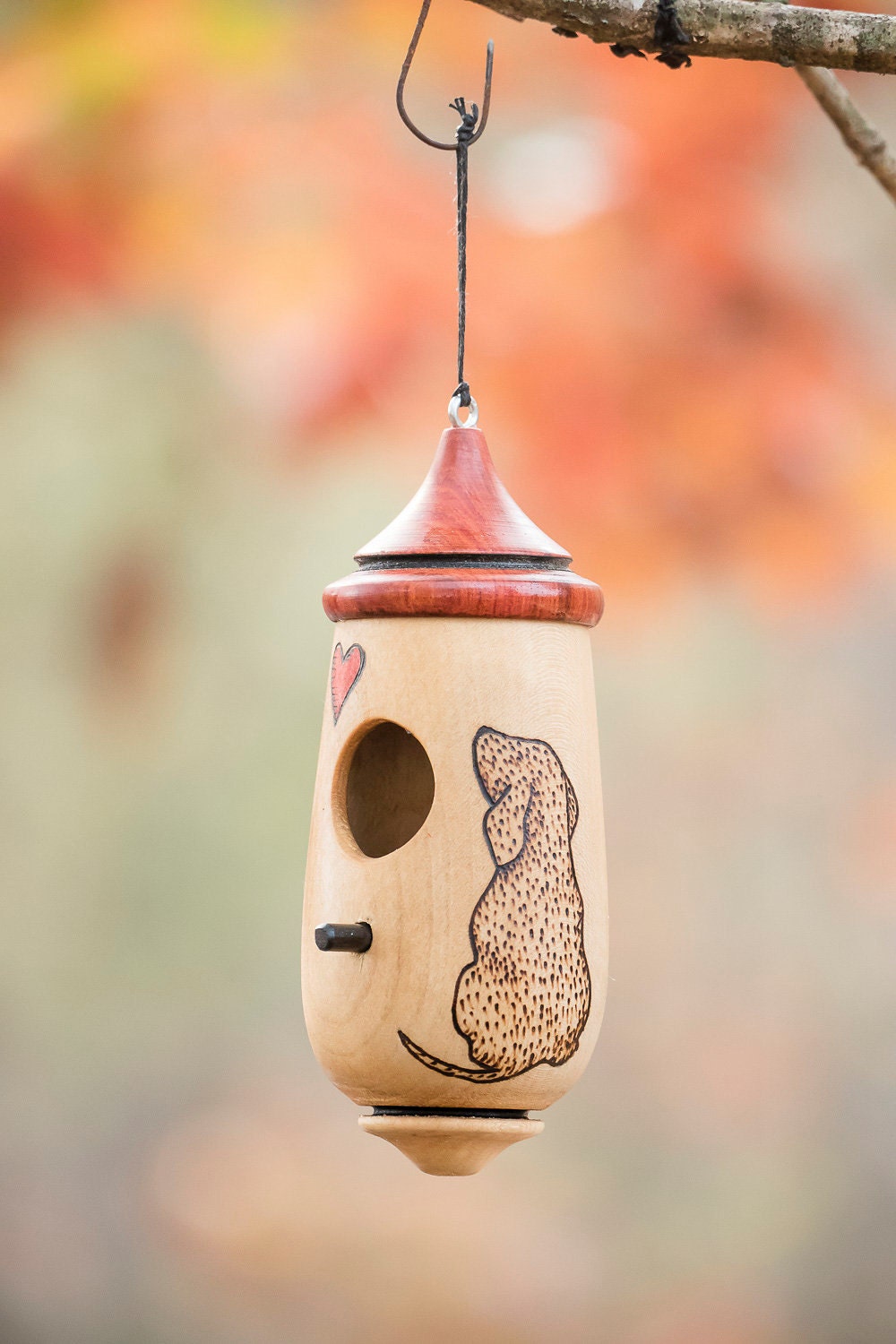 Hummingbird House, Handmade Wooden Birdhouse for Indoor/Outdoor Use, Puppy Dog Art, Bird Lovers Gift, Christmas Gift for Dog Lovers