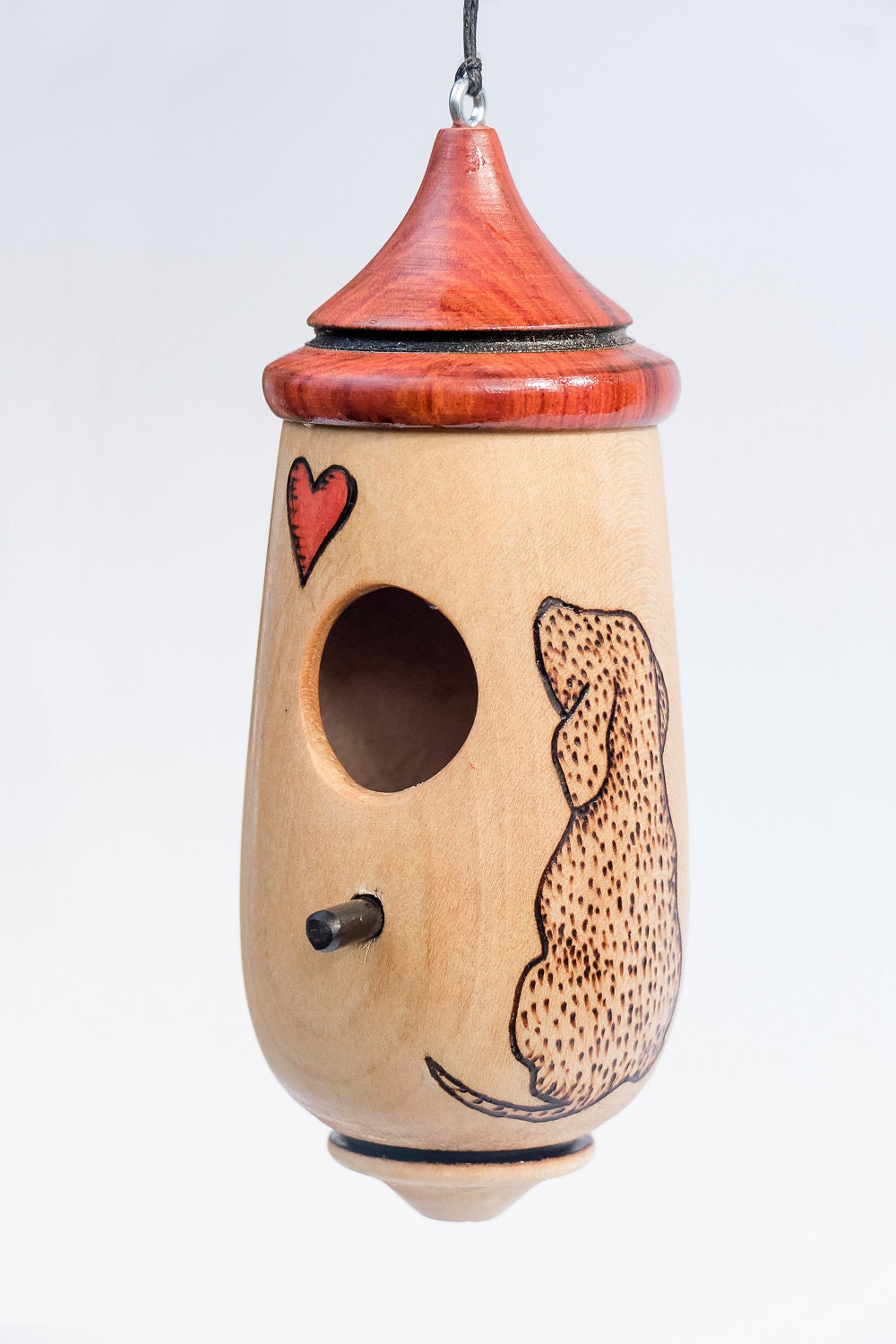 Hummingbird House, Handmade Wooden Birdhouse for Indoor/Outdoor Use, Puppy Dog Art, Bird Lovers Gift, Christmas Gift for Dog Lovers