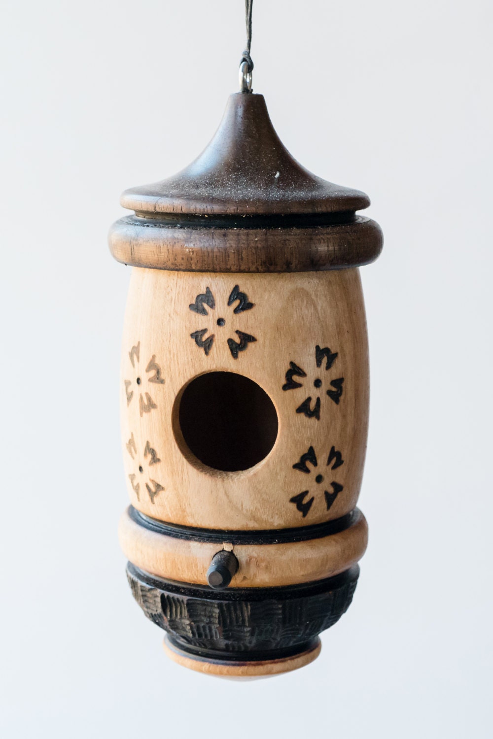 Handmade Wooden Hummingbird House, Flower Art, Bird Lovers Gift