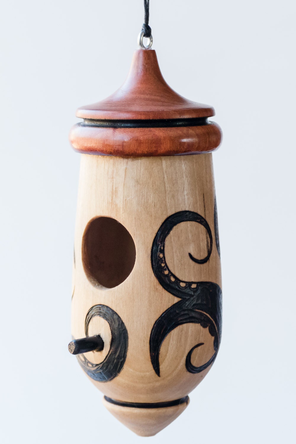 Octopus Tentiacal Art, Handmade Wooden Hummingbird Birdhouse for Indoor/Outdoor Nesting Home, Bird Lovers, Ocean Gift