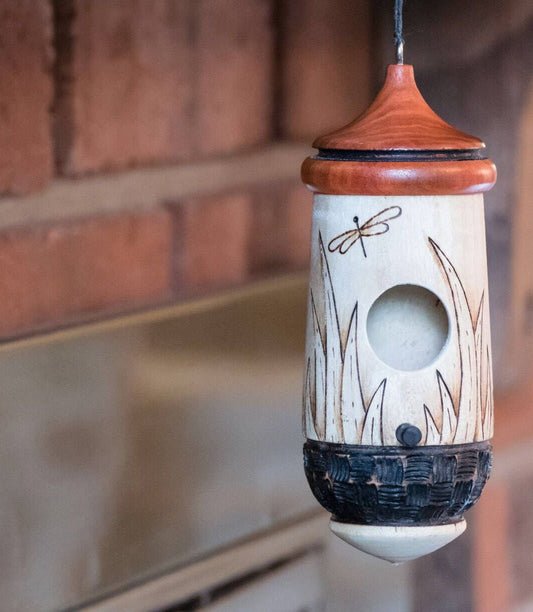 Hummingbird House, Handmade Wooden Birdhouse for Indoor/Outdoor Use, Dragonfly Art, Bird Lovers Gift, Christmas Gift for Women