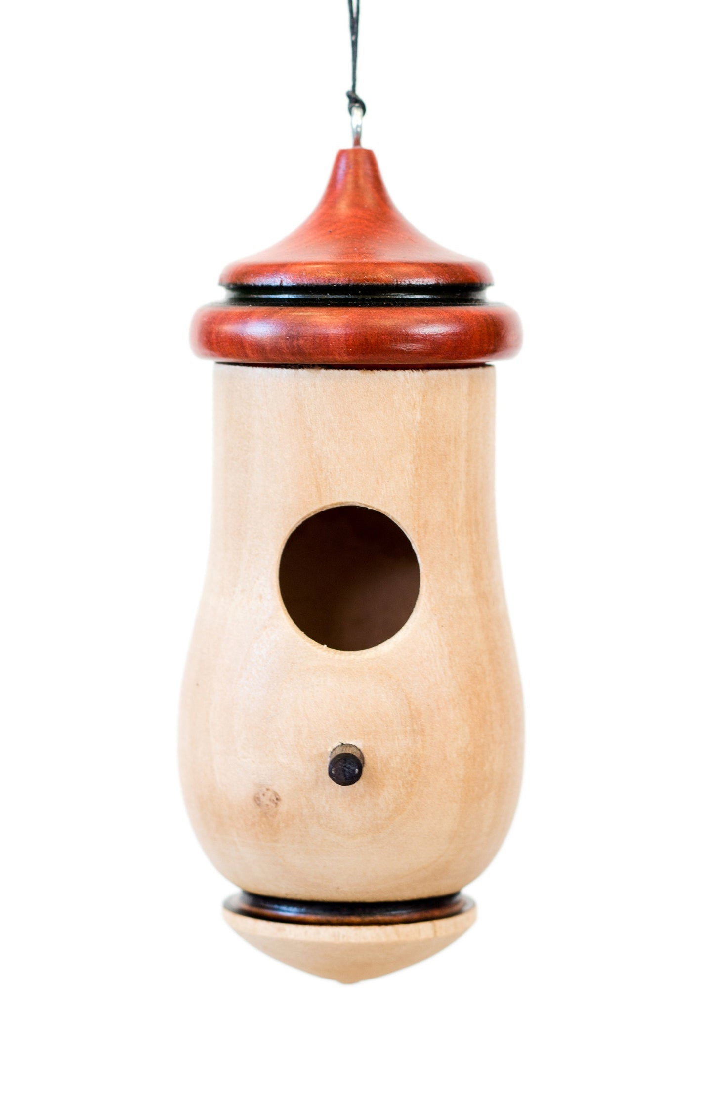 Hummingbird Birdhouse, Natural, Rustic Personalizable Outdoor Garden Decor, Handmade of Cherry Wood