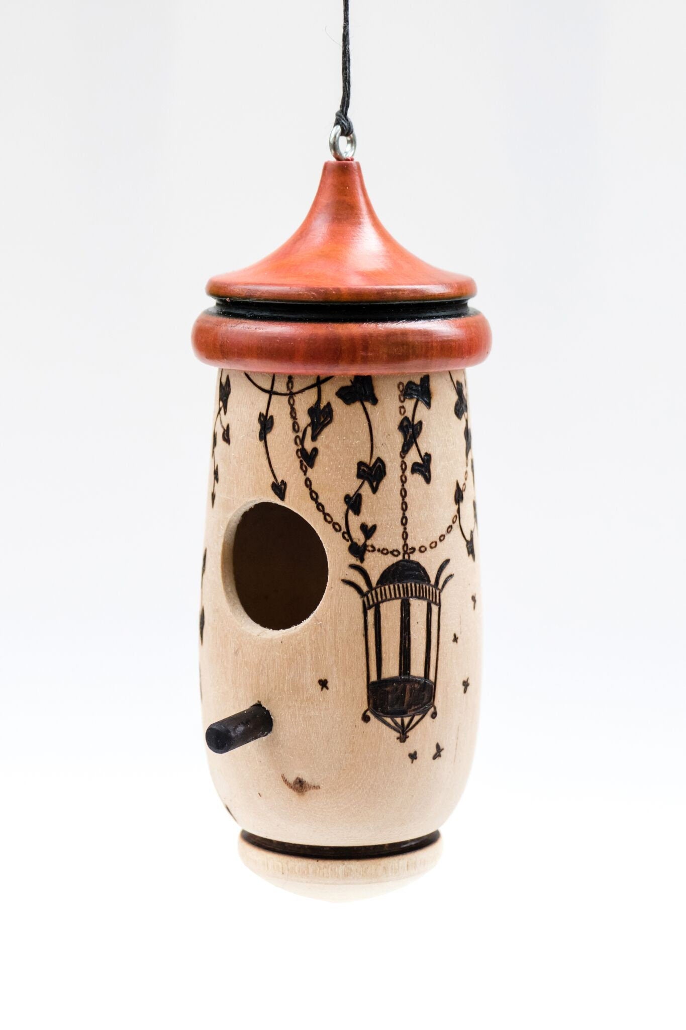 Handmade Wooden Hummingbird House, Lantern Art, Garden Decor