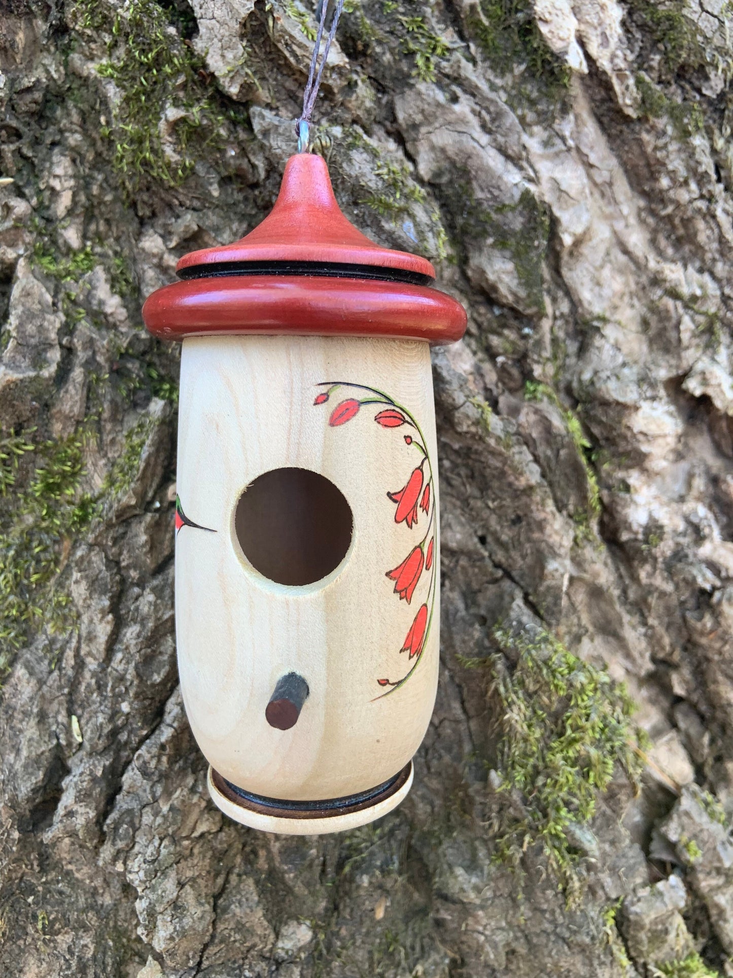 Hummingbird House, Handmade Wooden Birdhouse for Indoor/Outdoor Use, Hummingbird Art, Honeysuckle, Bird Lovers Gift, Christmas Gift for Mom