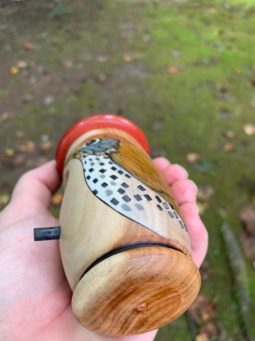 Handmade Wood Thrush Hummingbird Birdhouse: Wood-Burned Cherry Wood Nester