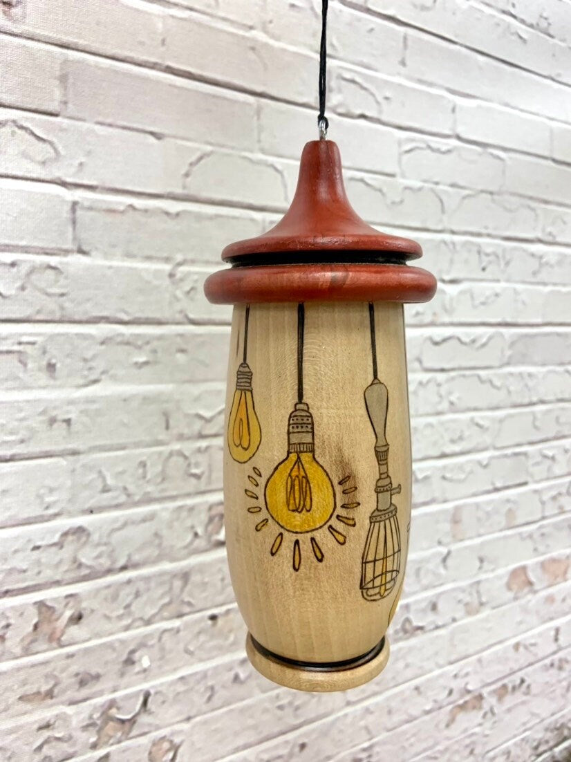 Handmade Wooden Hummingbird House: Lightbulb Art Birdhouse