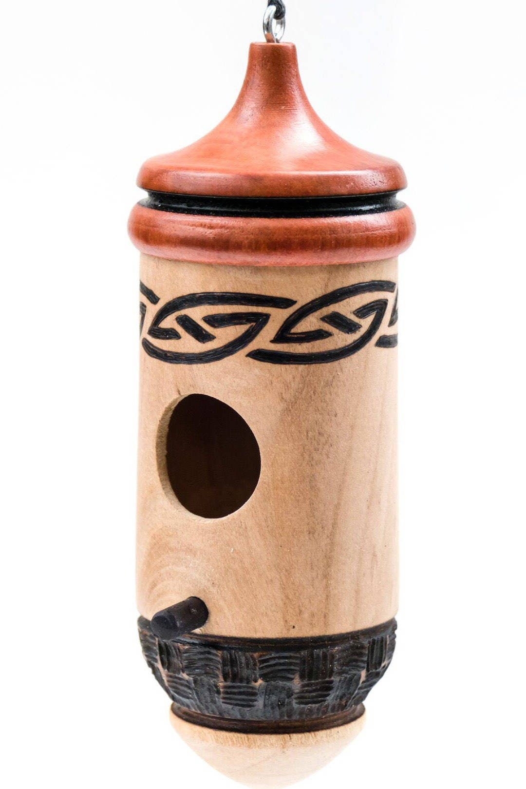 Handmade Wooden Hummingbird House, Celtic Design, Bird Lover Gift