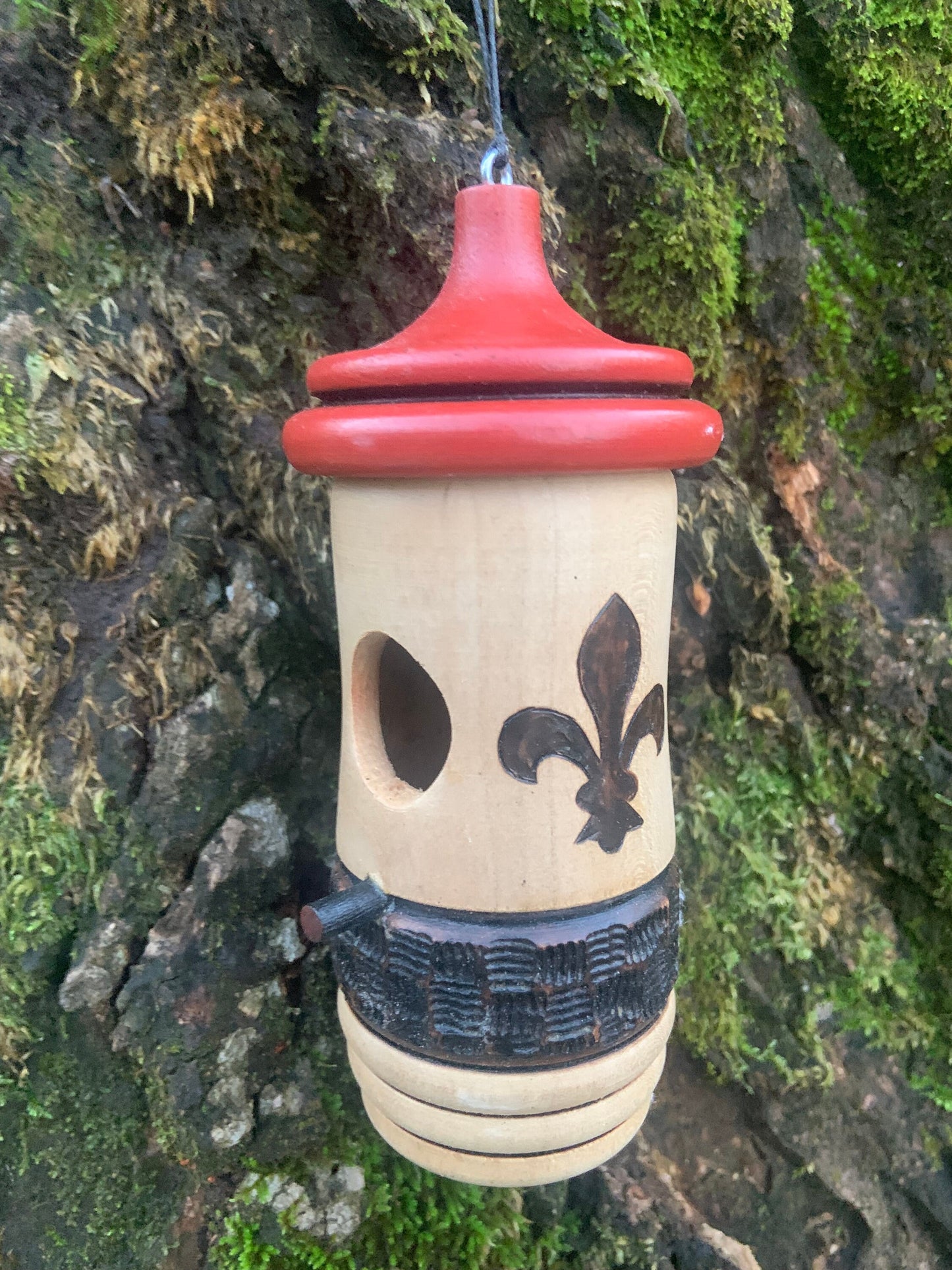 Handmade Hummingbird House: Fleur de Lis Wooden Birdhouse