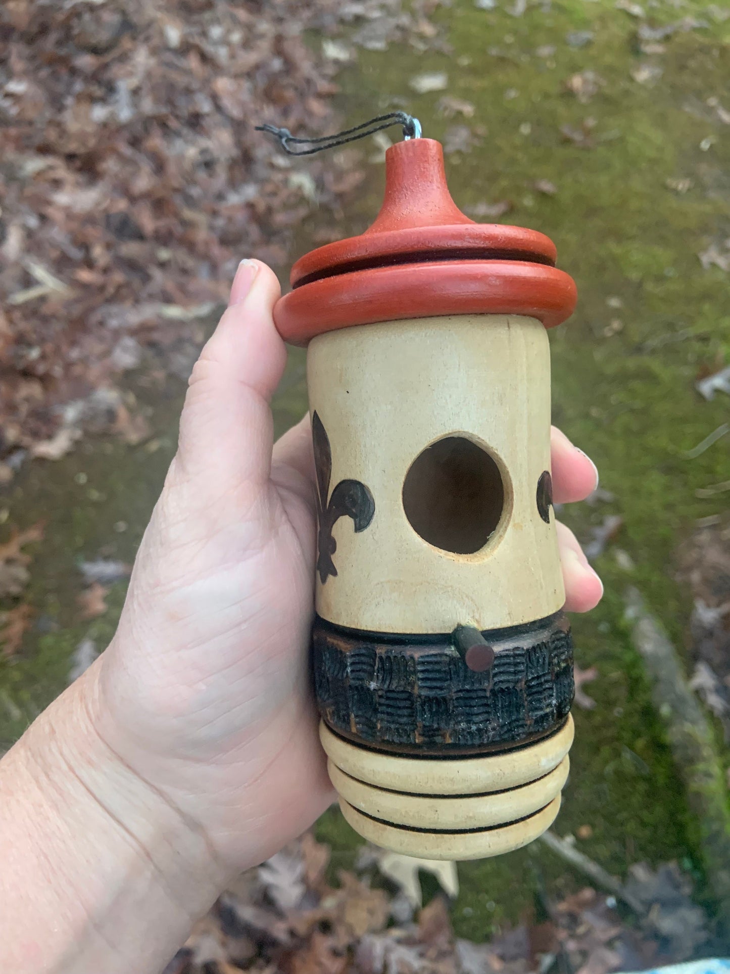 Handmade Hummingbird House: Fleur de Lis Wooden Birdhouse