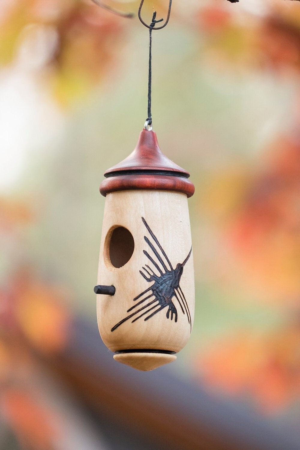 Hummingbird House, Handmade Wooden Birdhouse for Indoor/Outdoor, Nazca Lines Peruvian Art, Bird Lovers Gift, Christmas Gift for Travelers