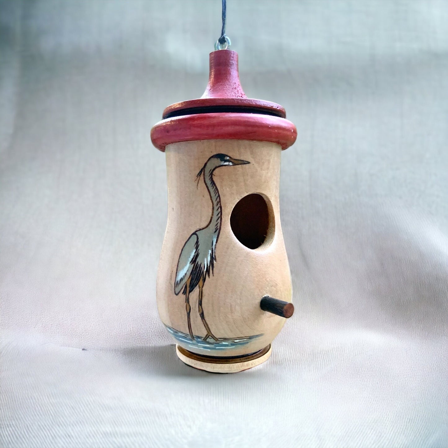 Hummingbird House, Great Blue Heron Art, Handmade Wooden Birdhouse for Indoor/Outdoor, Gift for Bird Lovers