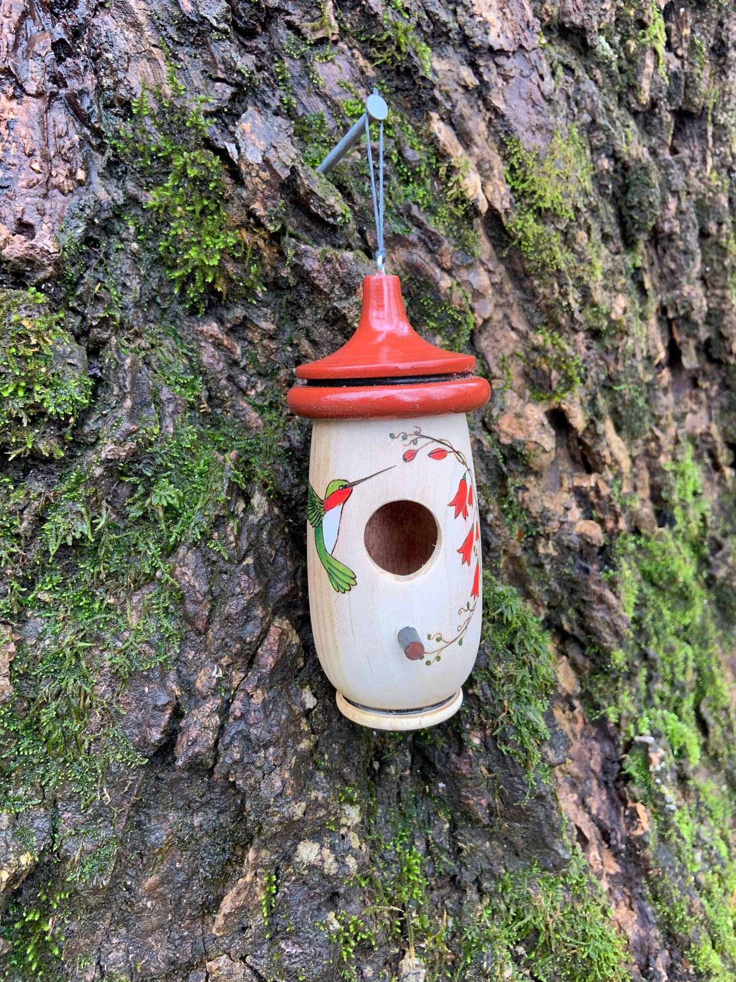 Hummingbird House, Handmade Wooden Birdhouse for Indoor/Outdoor Use, Hummingbird Art, Honeysuckle, Bird Lovers Gift, Christmas Gift for Mom