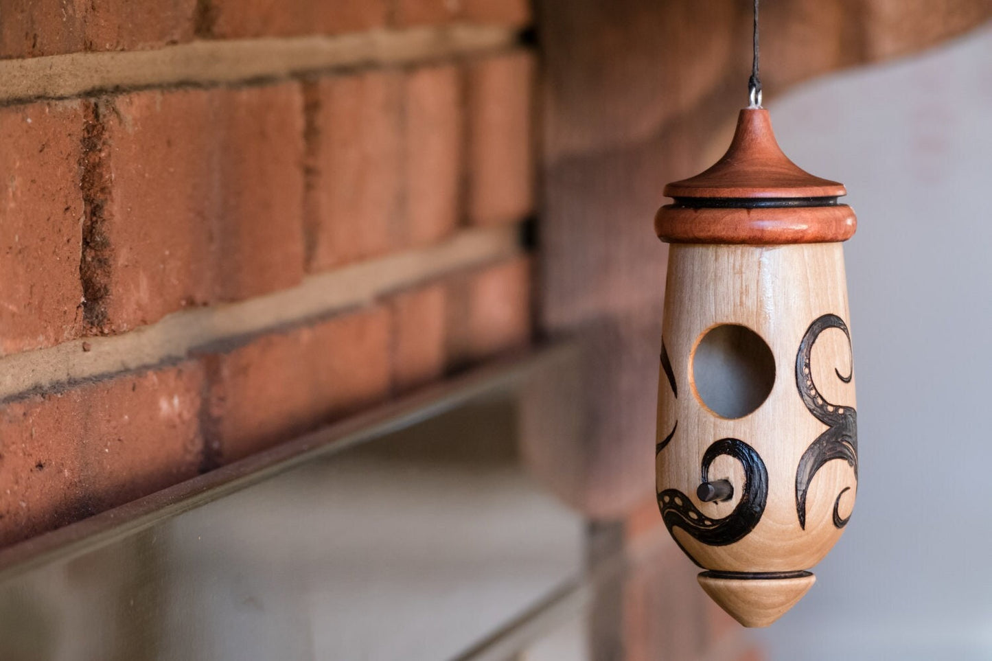 Octopus Tentiacal Art, Handmade Wooden Hummingbird Birdhouse for Indoor/Outdoor Nesting Home, Bird Lovers, Ocean Gift