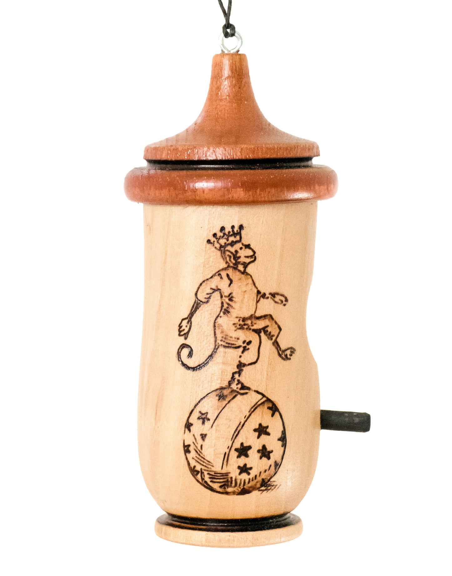 Handmade Hummingbird Bird House: Wood-Burned Circus Monkey Art