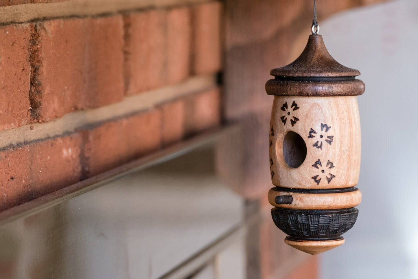 Handmade Wooden Hummingbird House, Flower Art, Bird Lovers Gift