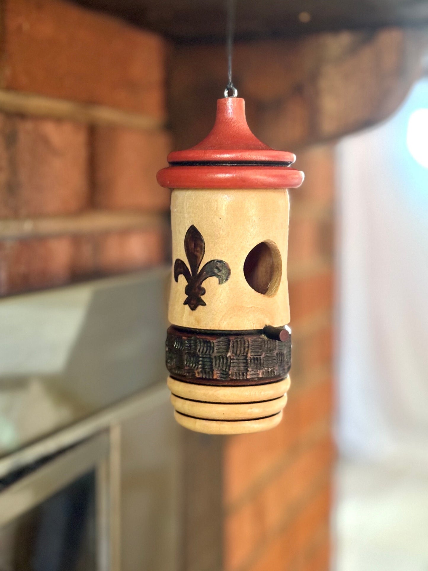 Handmade Hummingbird House: Fleur de Lis Wooden Birdhouse
