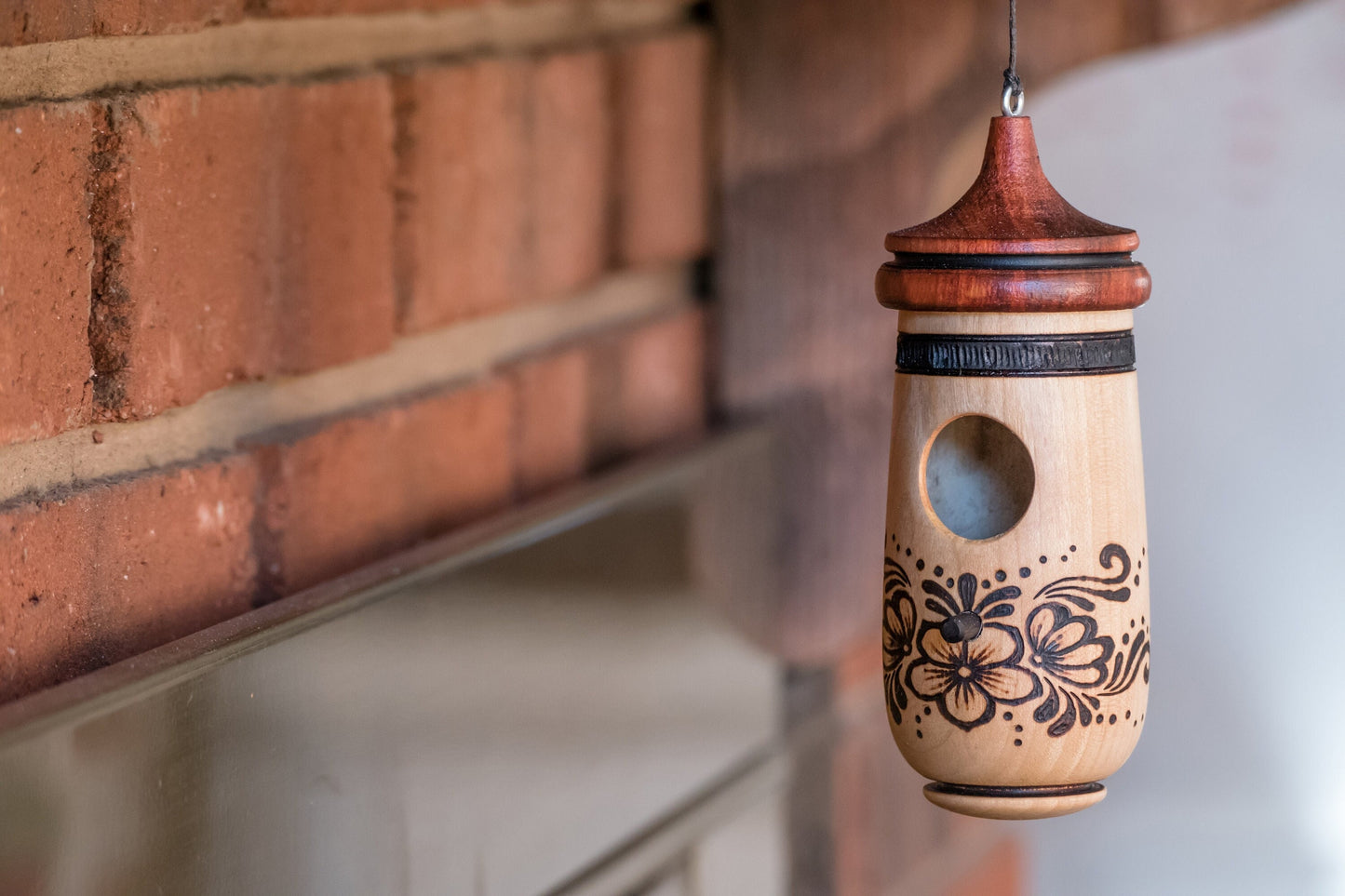 Norwegian Rosemaling Art, Handmade Hummingbird House, Wooden Birdhouse for Indoor/Outdoor Use, Bird Lovers Gift, Christmas Ornament,