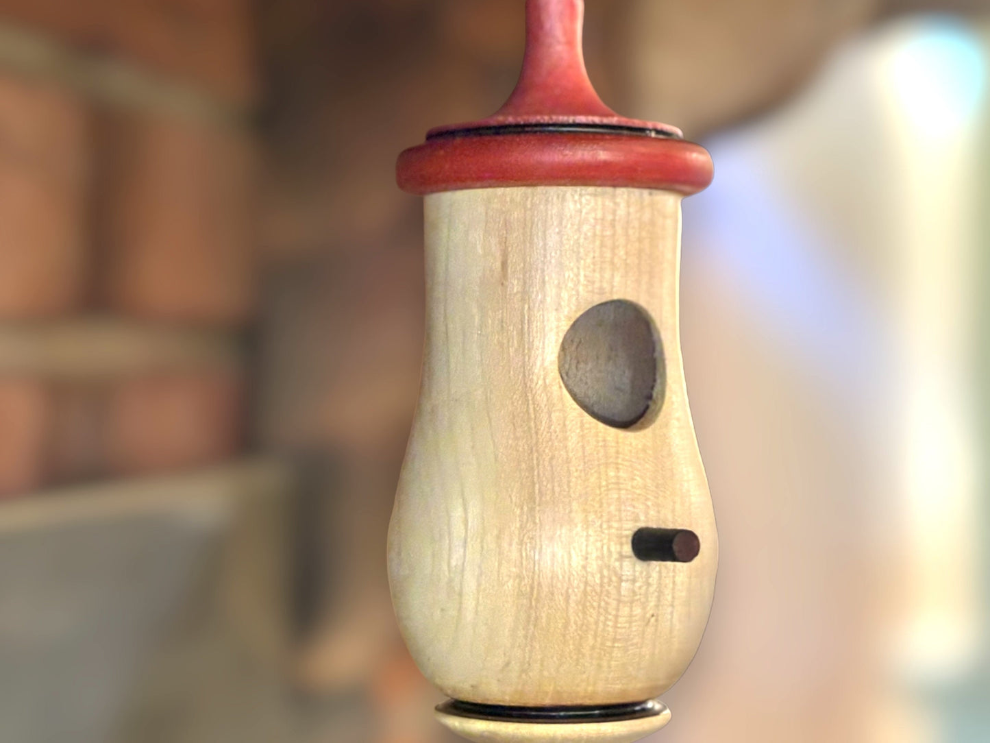 Hummingbird Birdhouse, Natural, Rustic Personalizable Outdoor Garden Decor, Handmade of Cherry Wood