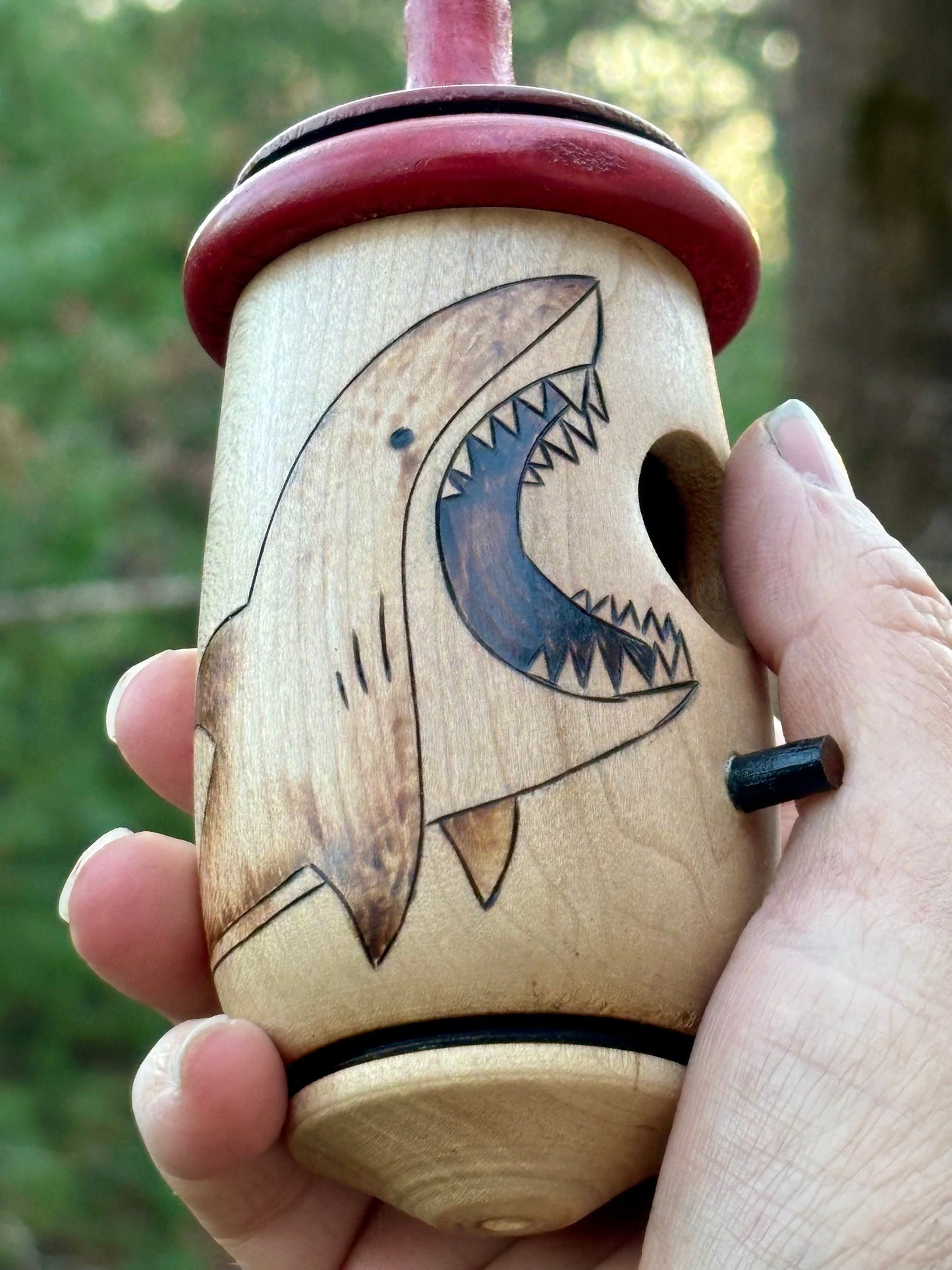 Handmade Wood-Burned Shark Hummingbird House, Ocean Decor
