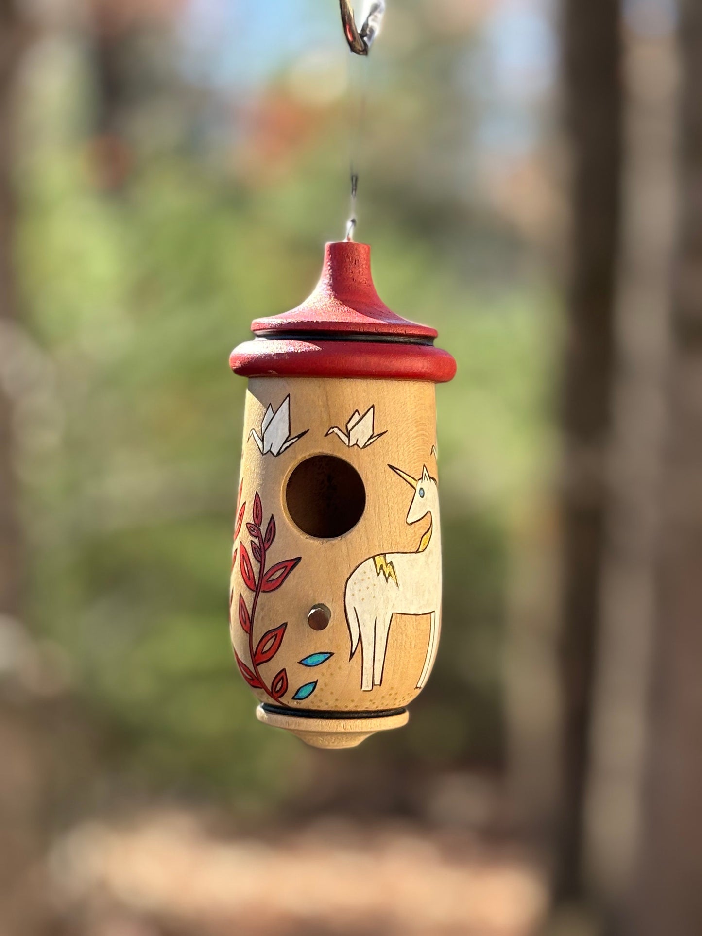 Handmade Unicorn Hummingbird House: Whimsical Garden Decor