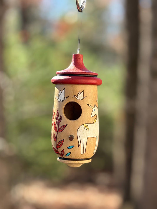 Handmade Unicorn Hummingbird House: Whimsical Garden Decor
