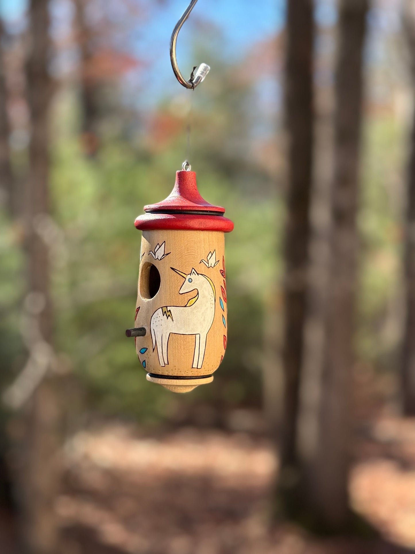 Handmade Unicorn Hummingbird House: Whimsical Garden Decor