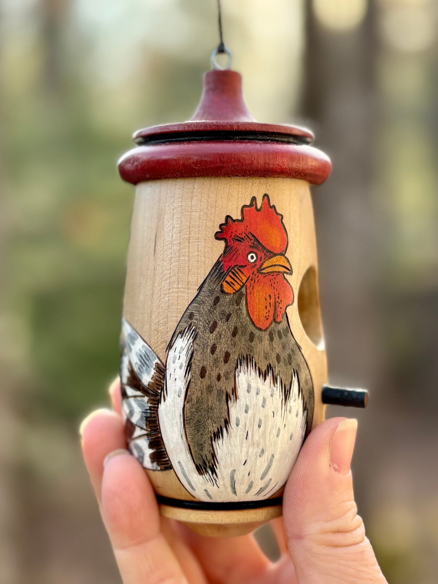 Hummingbird House, Rooster Chicken Art, Handmade Wooden Birdhouse for Indoor/Outdoor Use, Bird Lovers Gift, Christmas Gift for Farmers