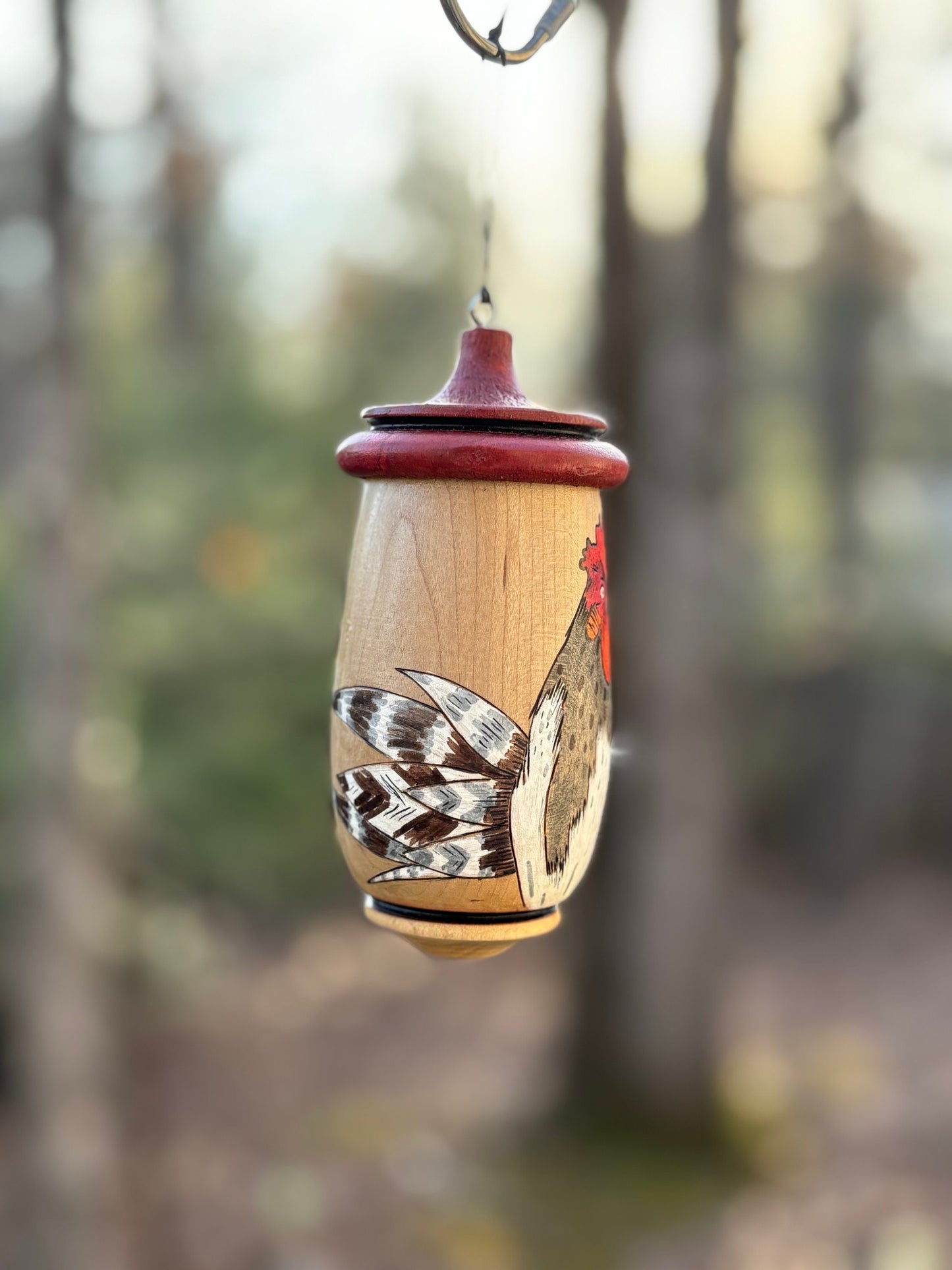 Hummingbird House, Rooster Chicken Art, Handmade Wooden Birdhouse for Indoor/Outdoor Use, Bird Lovers Gift, Christmas Gift for Farmers