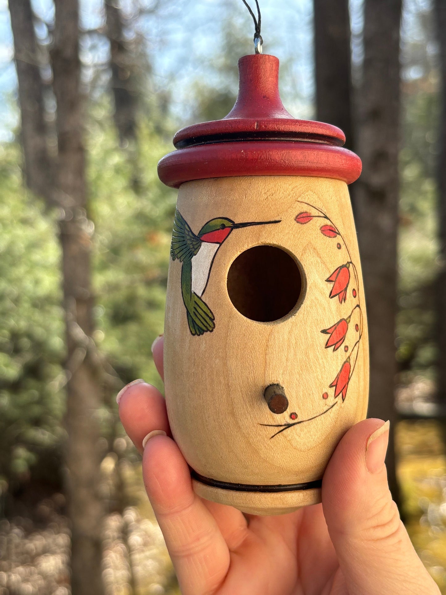 Hummingbird House, Handmade Wooden Birdhouse for Indoor/Outdoor Use, Hummingbird Art, Honeysuckle, Bird Lovers Gift, Christmas Gift for Mom