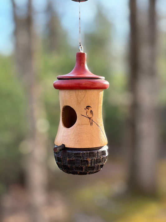 Hummingbird House, Handmade Wooden Birdhouse for Indoor/Outdoor Use, Sparrow Art, Bird Lovers Gift, Christmas Gift for Bird Lovers