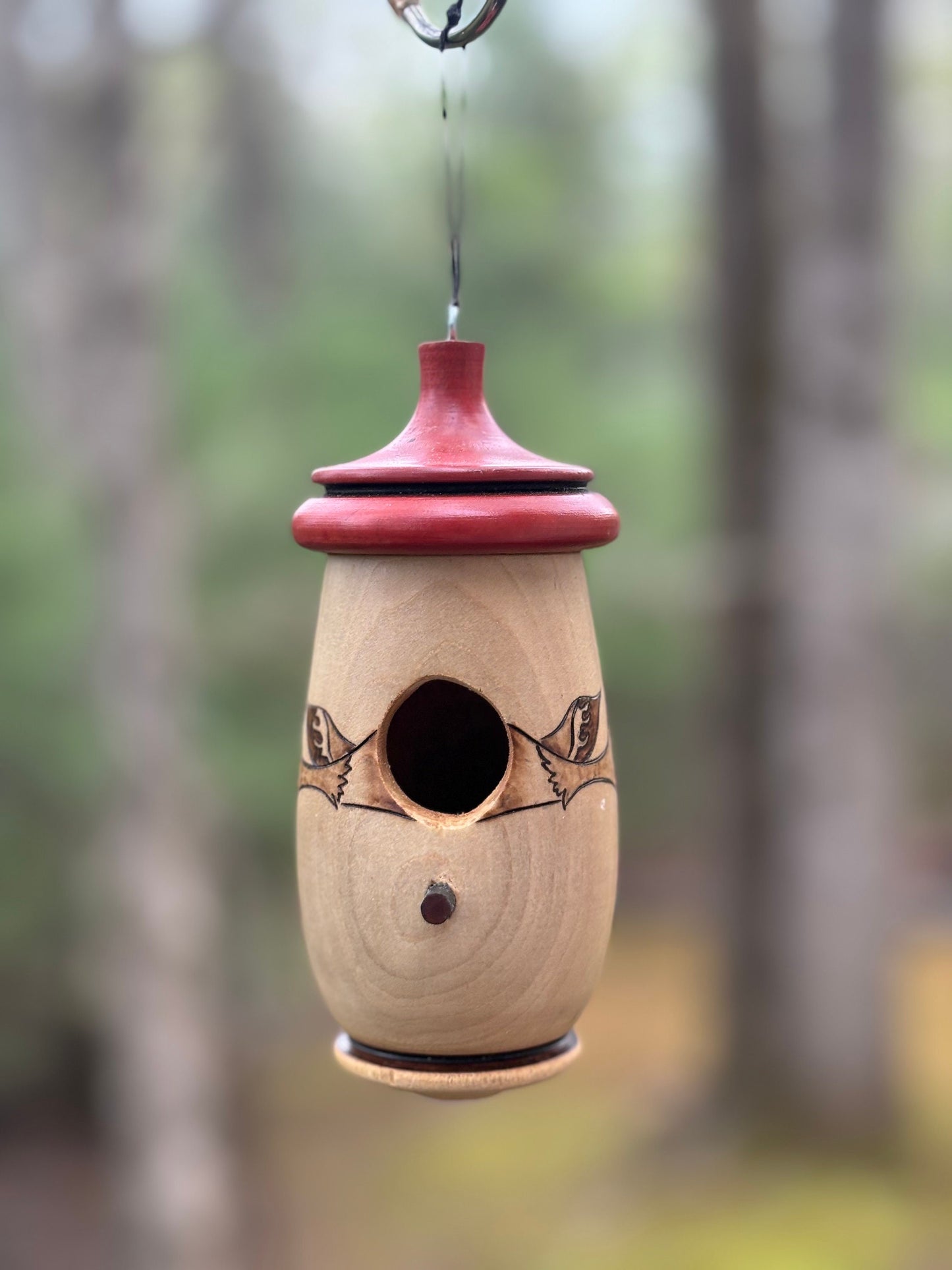 Moose Woodburned Hummingbird House, Handmade Birdhouse