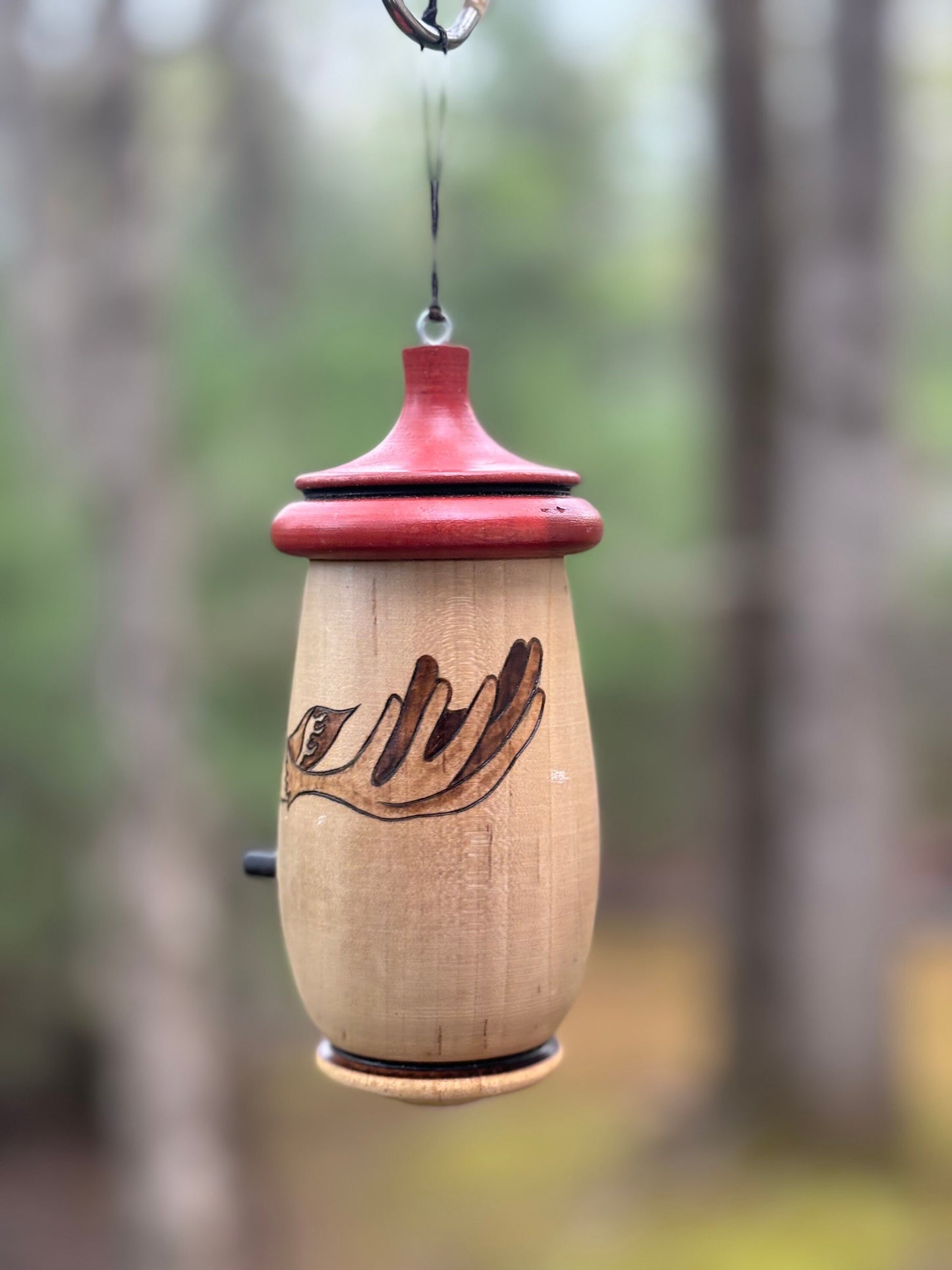 Moose Woodburned Hummingbird House, Handmade Birdhouse