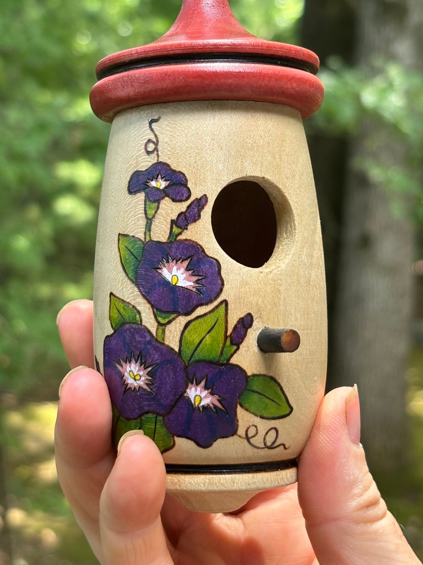 Morning Glory Birdhouse, September Birth flower, Handmade Wooden Hummingbird House for Indoor/Outdoor Use, Bird Lovers, Mom and Grandma gift