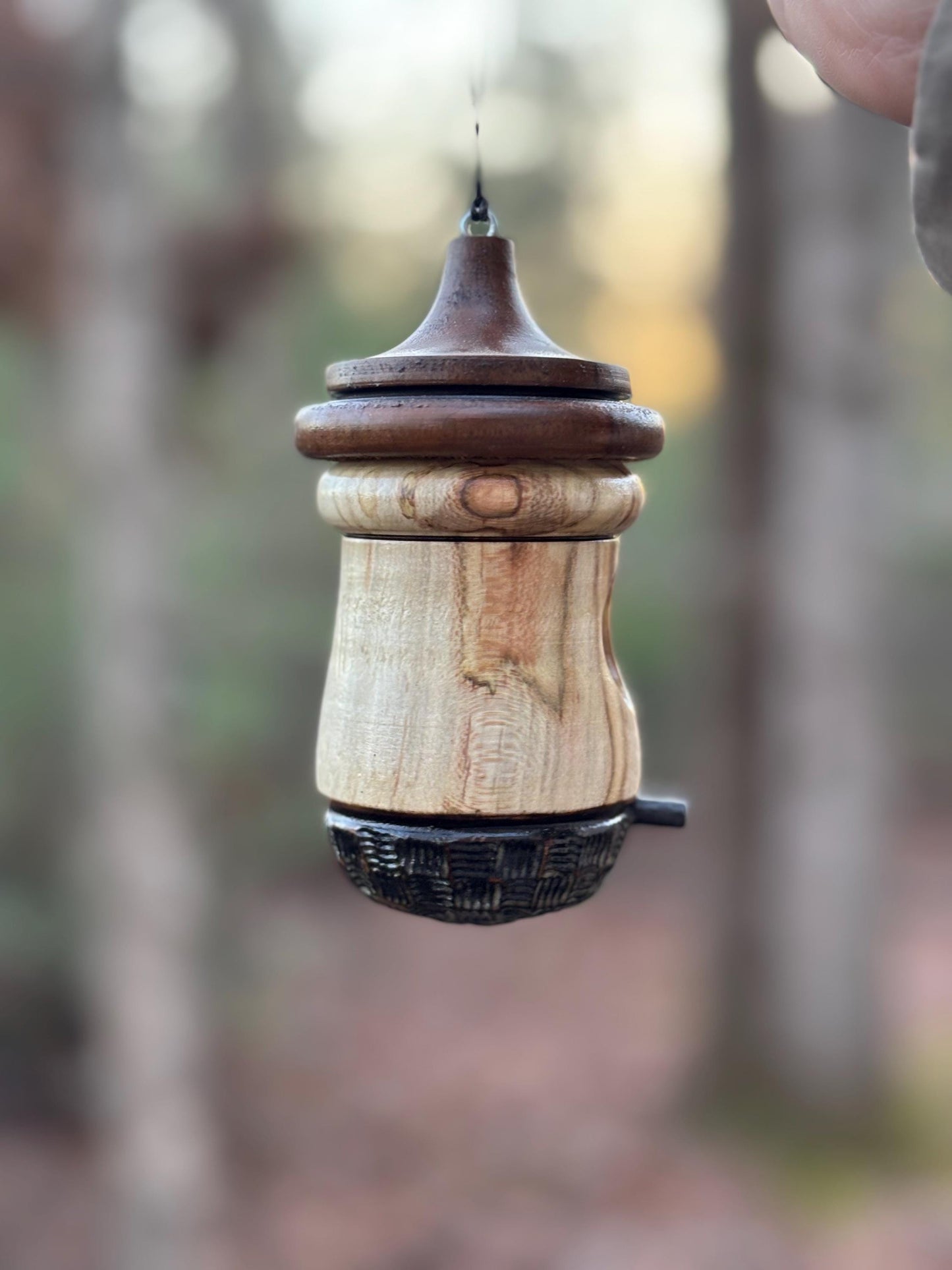 One Of A Kind, Mini, Ambrosia Maple, Hummingbird House Birdhouse Natural Rustic Gift, Detailed Woodturning